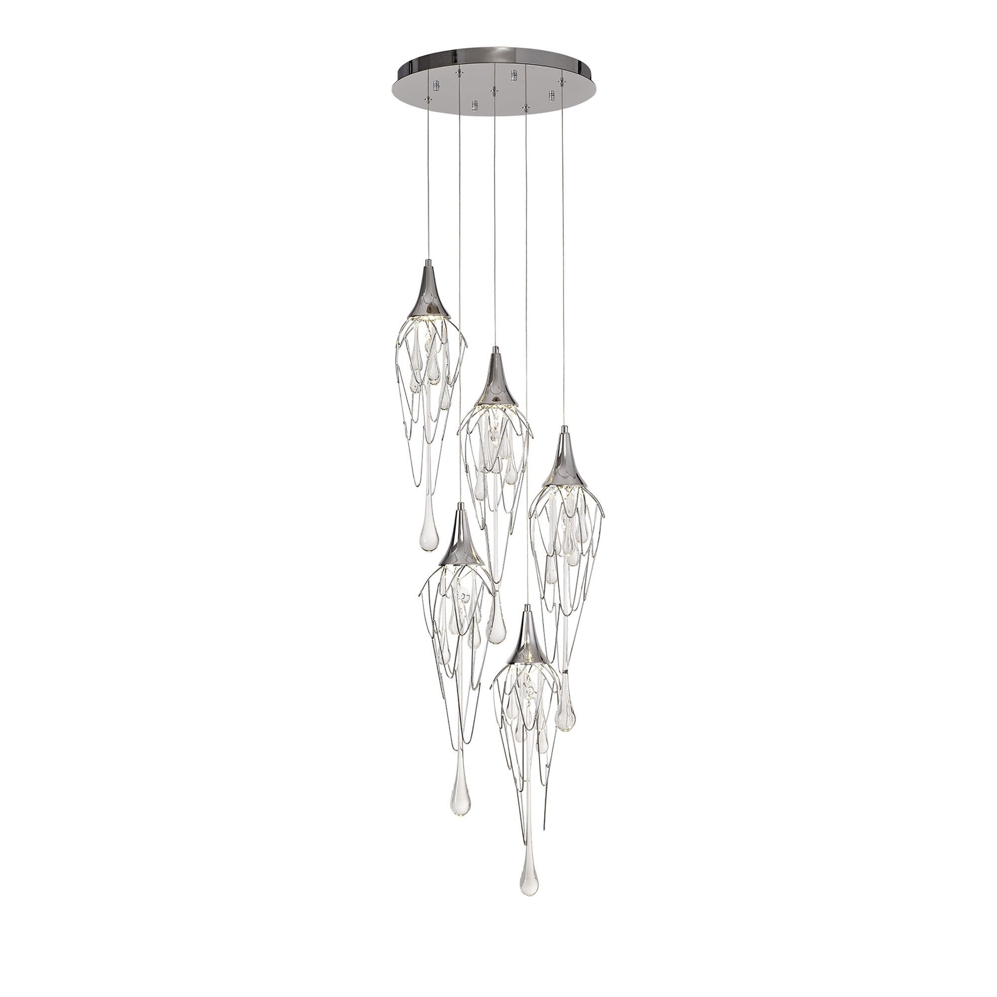 NL78579 Istan Pendant Round 5 Light Polished Chrome