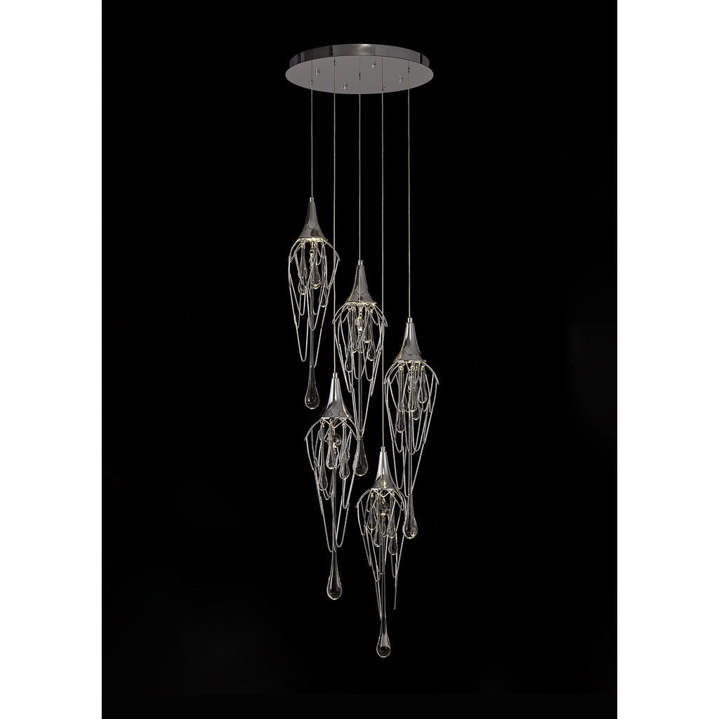 NL78579 Istan Pendant Round 5 Light Polished Chrome