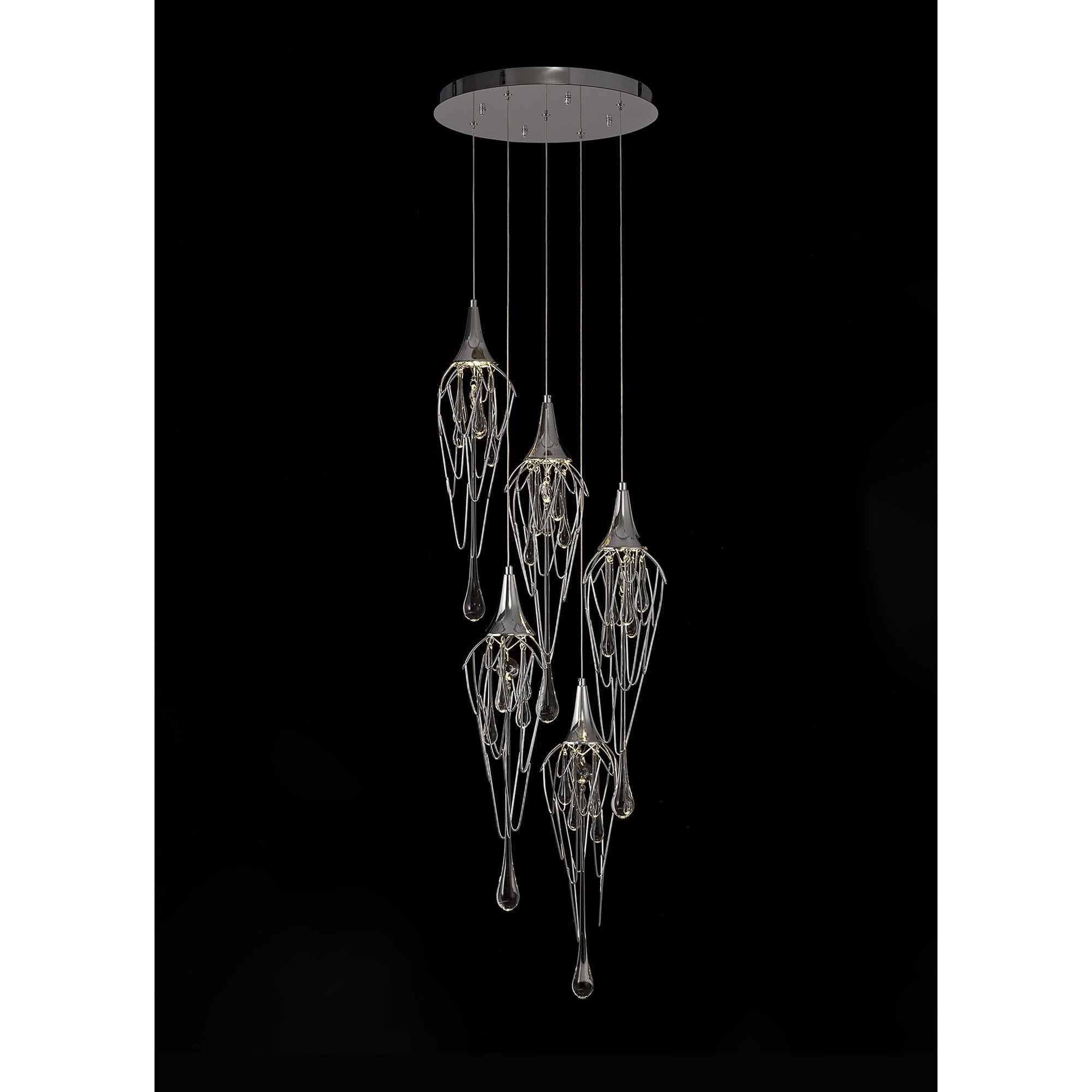 NL78579 Istan Pendant Round 5 Light Polished Chrome