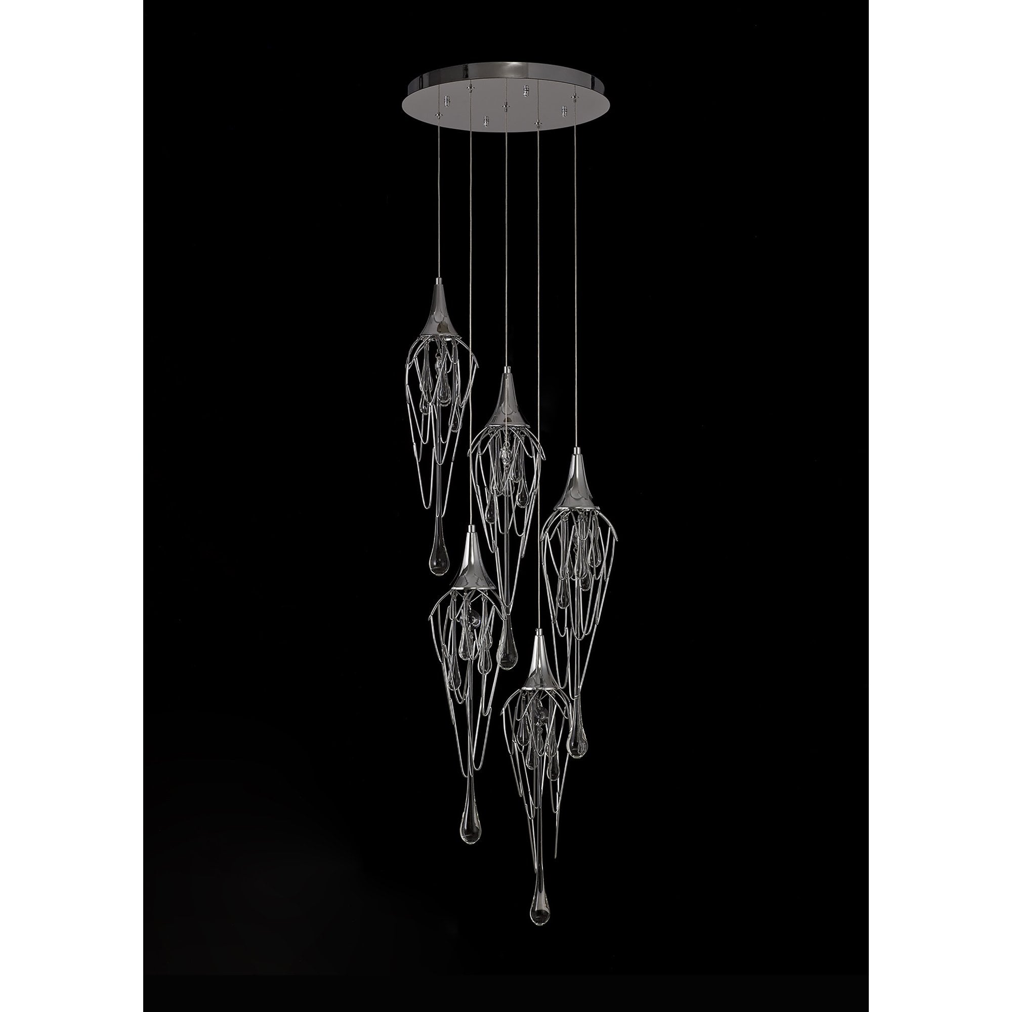 NL78579 Istan Pendant Round 5 Light Polished Chrome