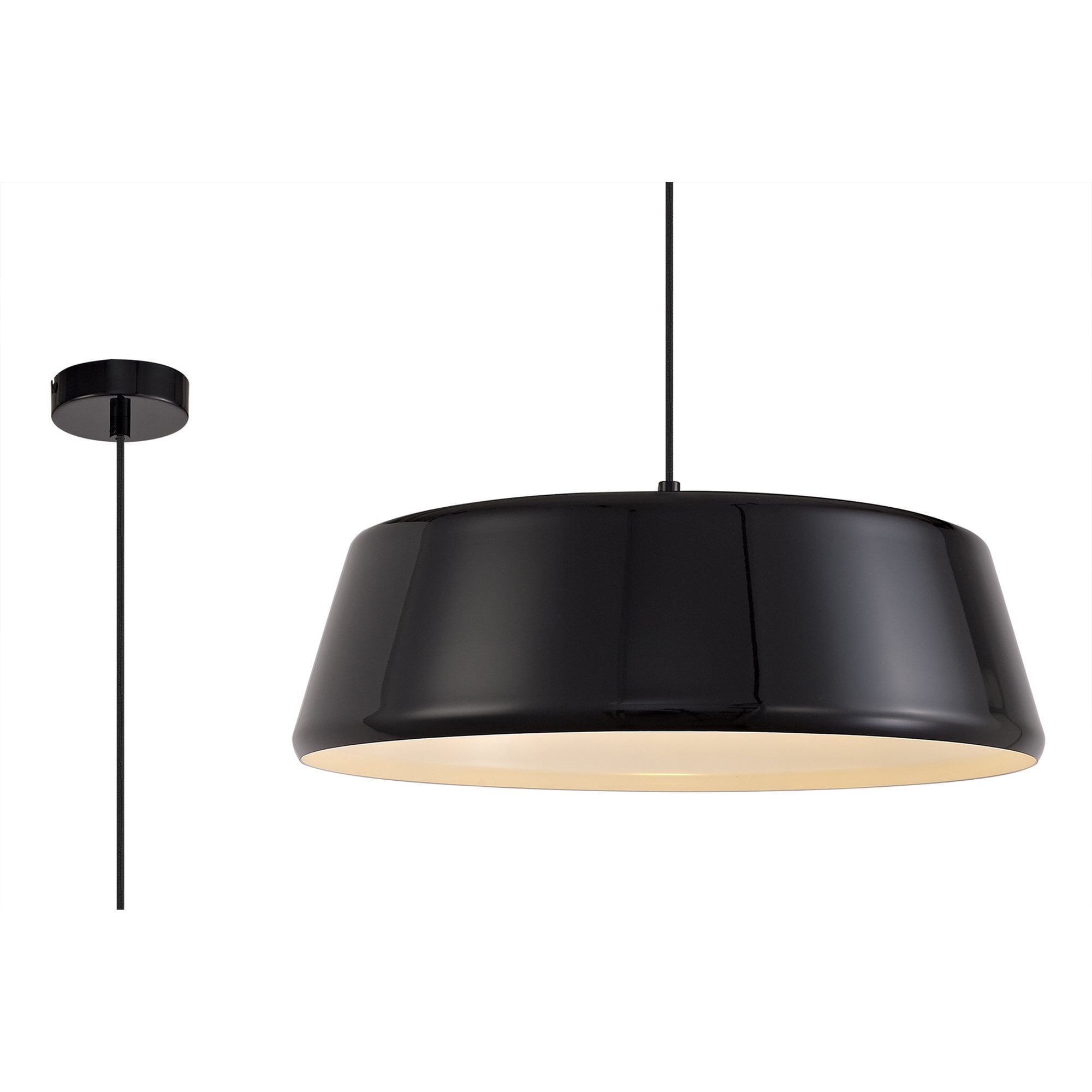 NL75979 Kedra Single Large Pendant 1 Light Adjustable Gloss Black/Gloss White