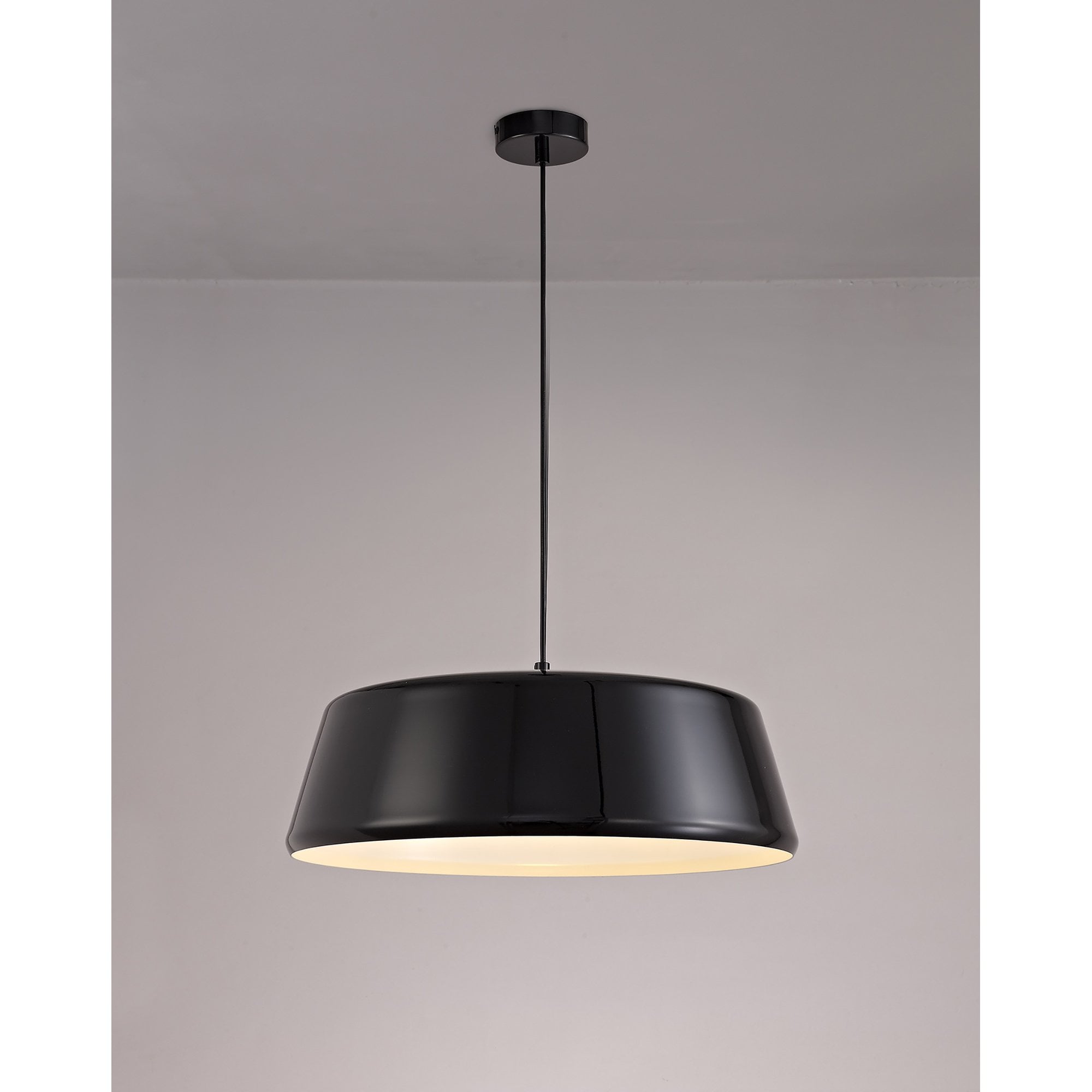 NL75979 Kedra Single Large Pendant 1 Light Adjustable Gloss Black/Gloss White