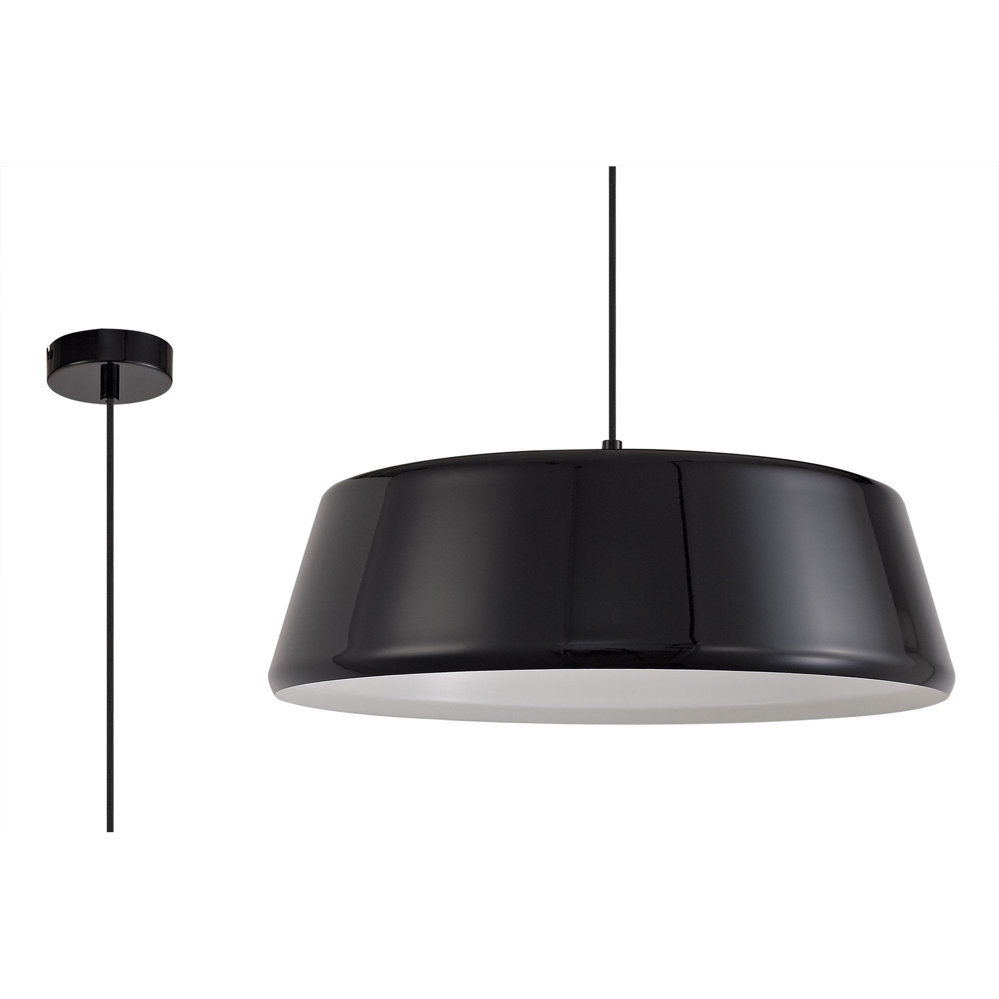 NL75979 Kedra Single Large Pendant 1 Light Adjustable Gloss Black/Gloss White