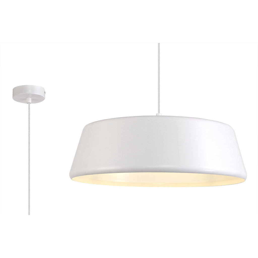 NL75989 Kedra Single Large Pendant 1 Light Adjustable Gloss White/Gloss White