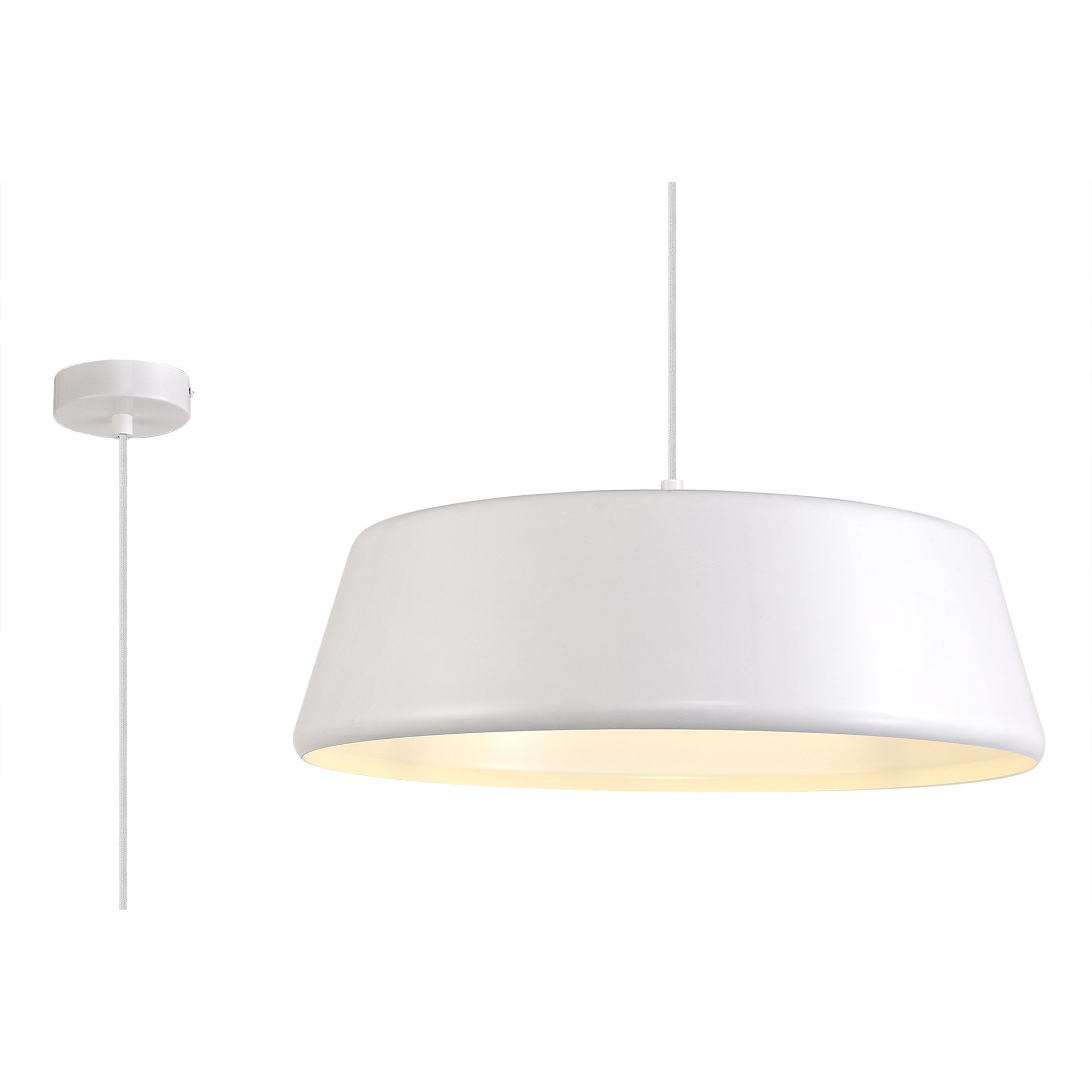 NL75989 Kedra Single Large Pendant 1 Light Adjustable Gloss White/Gloss White