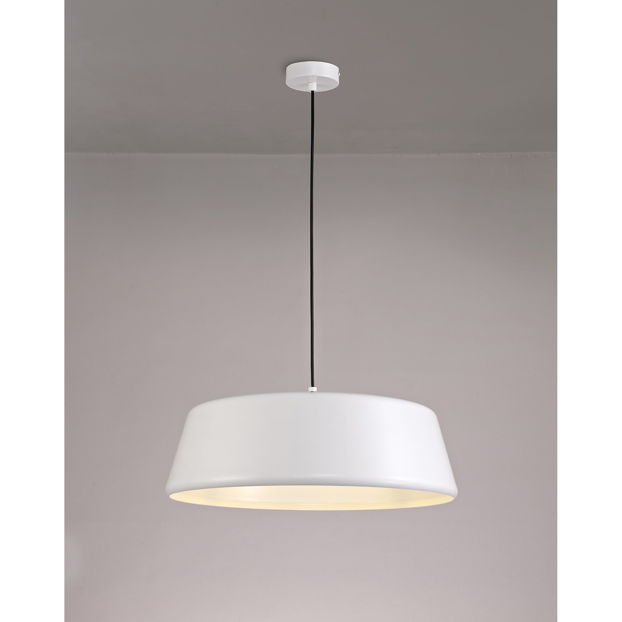 NL75989 Kedra Single Large Pendant 1 Light Adjustable Gloss White/Gloss White