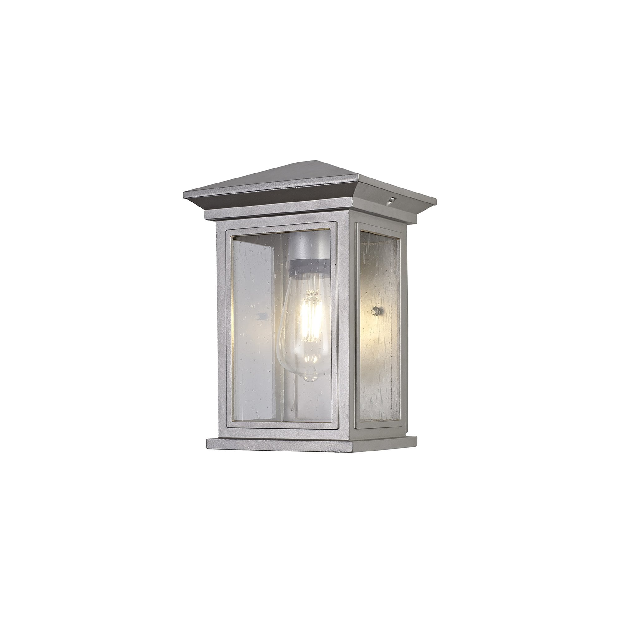 NL75609 Kemel Outdoor Flush Wall Lamp 1 Light Silver Grey/Clear Seeded Glass
