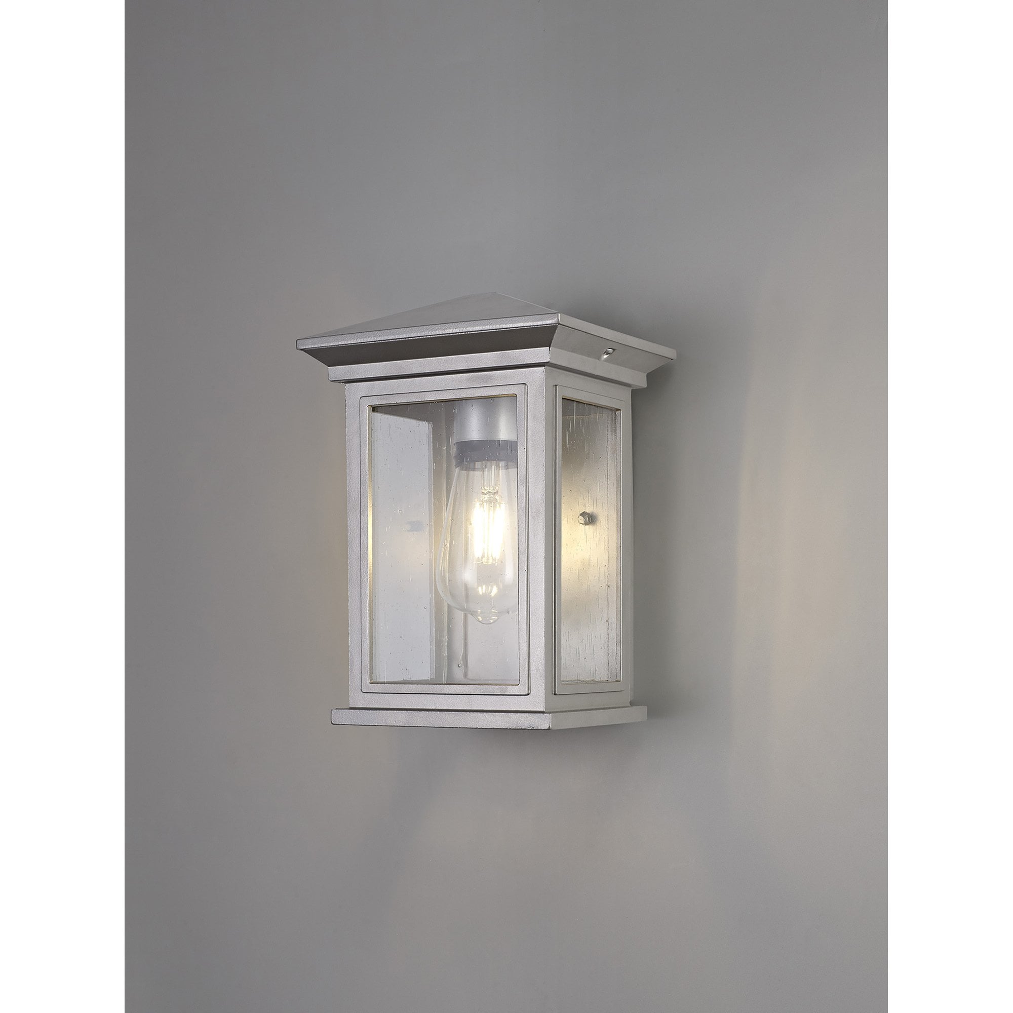 NL75609 Kemel Outdoor Flush Wall Lamp 1 Light Silver Grey/Clear Seeded Glass