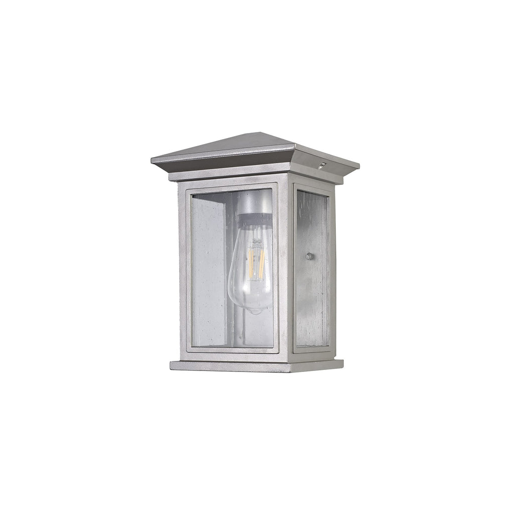 NL75609 Kemel Outdoor Flush Wall Lamp 1 Light Silver Grey/Clear Seeded Glass