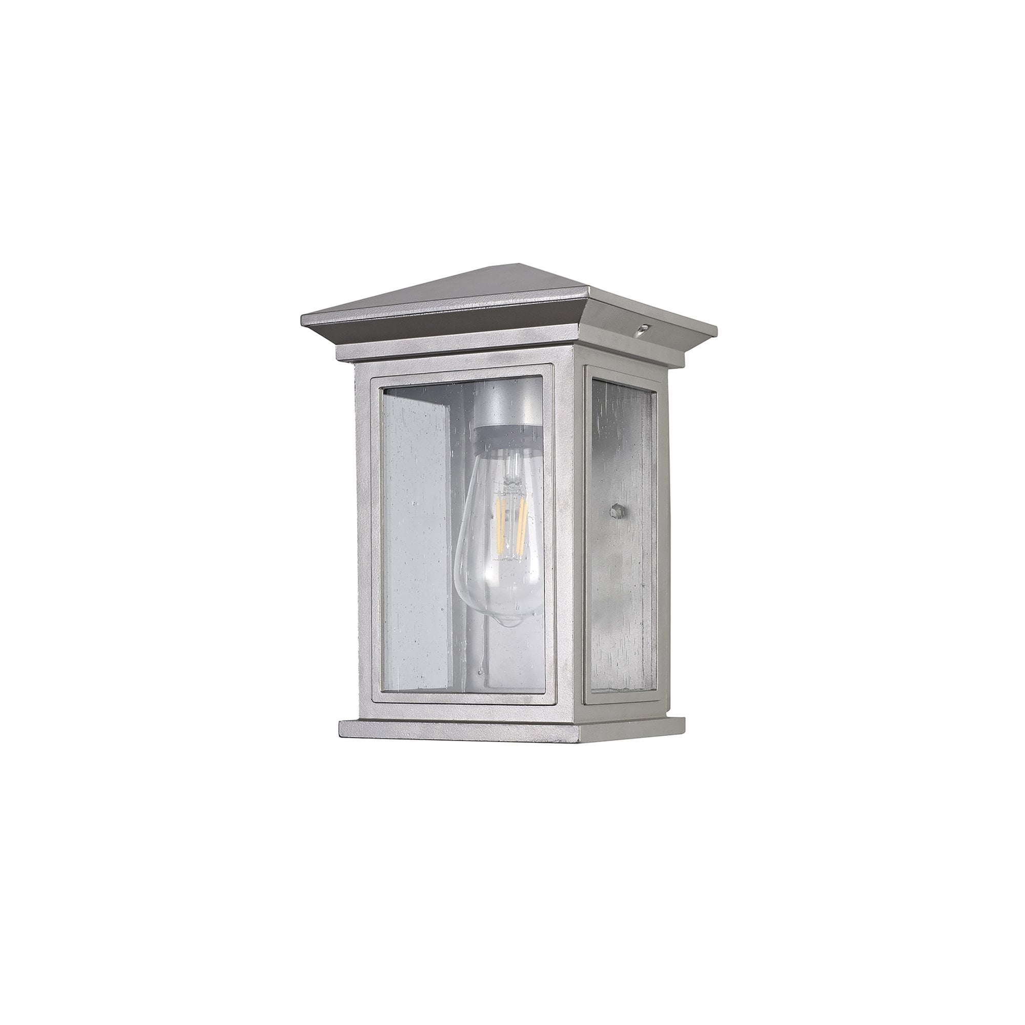 NL75609 Kemel Outdoor Flush Wall Lamp 1 Light Silver Grey/Clear Seeded Glass