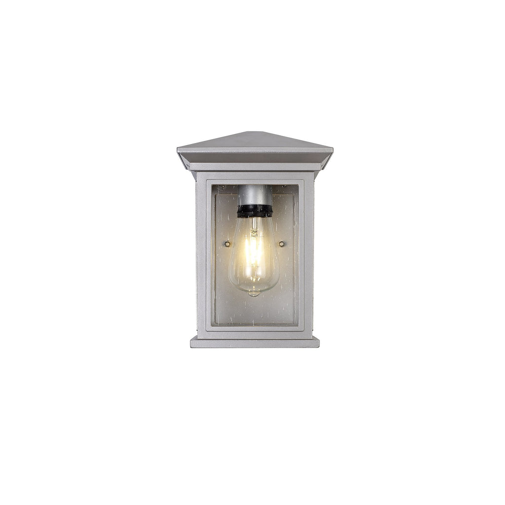 NL75609 Kemel Outdoor Flush Wall Lamp 1 Light Silver Grey/Clear Seeded Glass