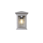 NL75609 Kemel Outdoor Flush Wall Lamp 1 Light Silver Grey/Clear Seeded Glass