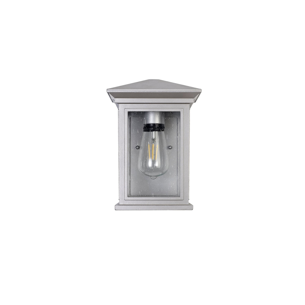 NL75609 Kemel Outdoor Flush Wall Lamp 1 Light Silver Grey/Clear Seeded Glass