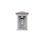 NL75609 Kemel Outdoor Flush Wall Lamp 1 Light Silver Grey/Clear Seeded Glass