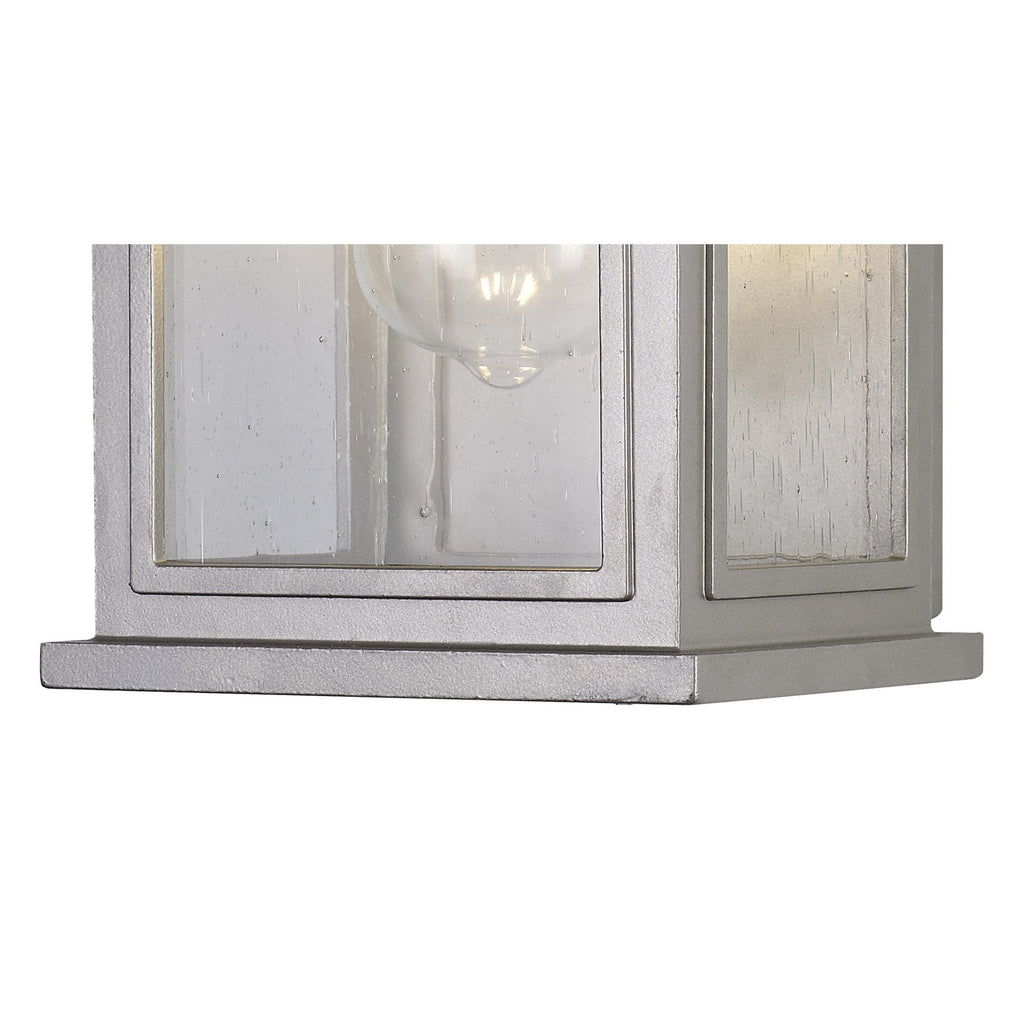 NL75609 Kemel Outdoor Flush Wall Lamp 1 Light Silver Grey/Clear Seeded Glass