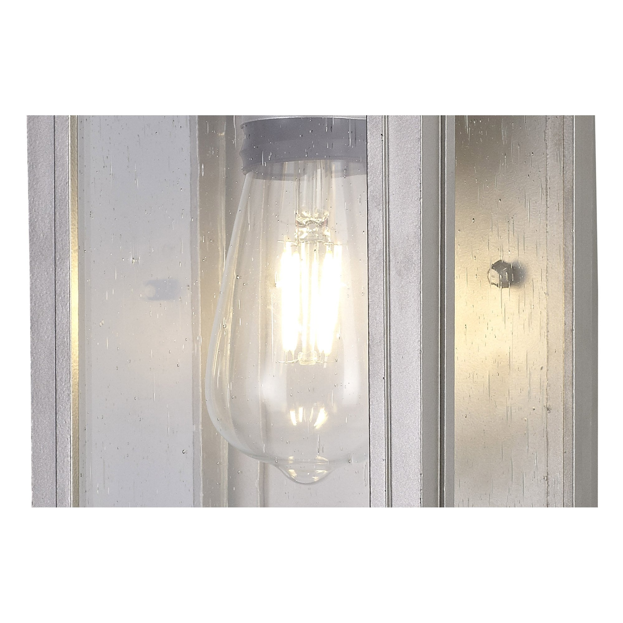 NL75609 Kemel Outdoor Flush Wall Lamp 1 Light Silver Grey/Clear Seeded Glass