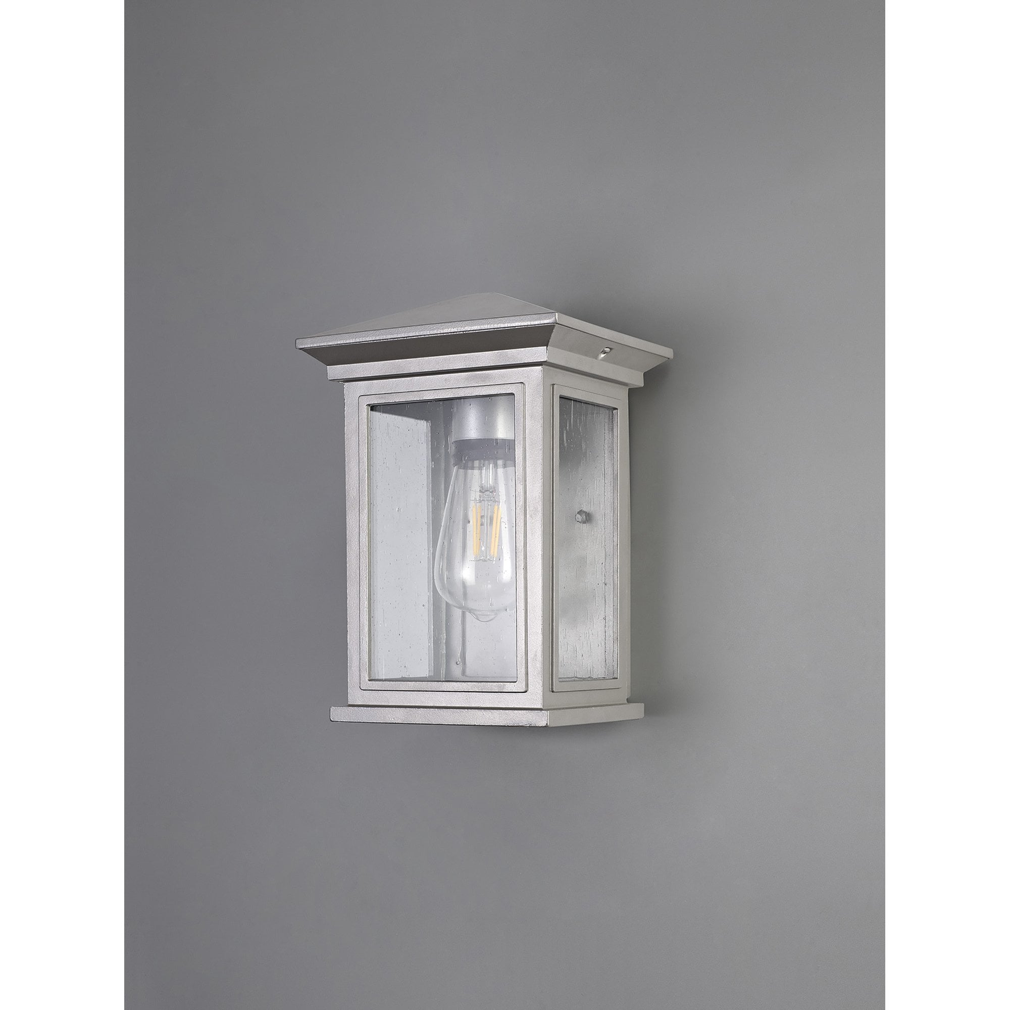 NL75609 Kemel Outdoor Flush Wall Lamp 1 Light Silver Grey/Clear Seeded Glass