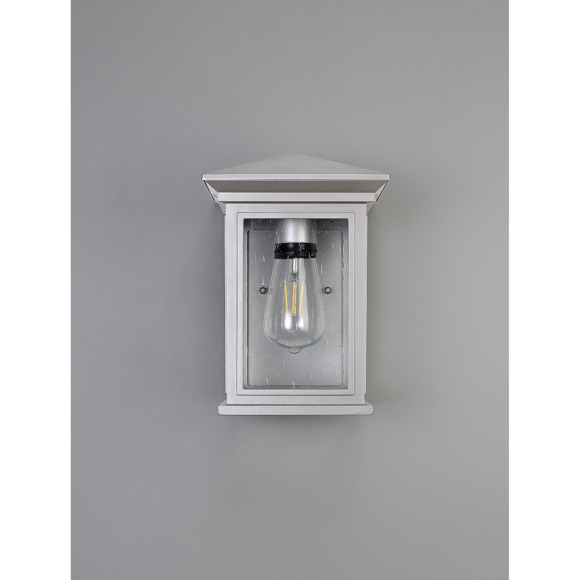 NL75609 Kemel Outdoor Flush Wall Lamp 1 Light Silver Grey/Clear Seeded Glass