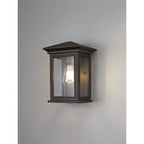 NL75619 Kemel Outdoor Flush Wall Lamp 1 Light Antique Bronze/Clear Seeded Glass