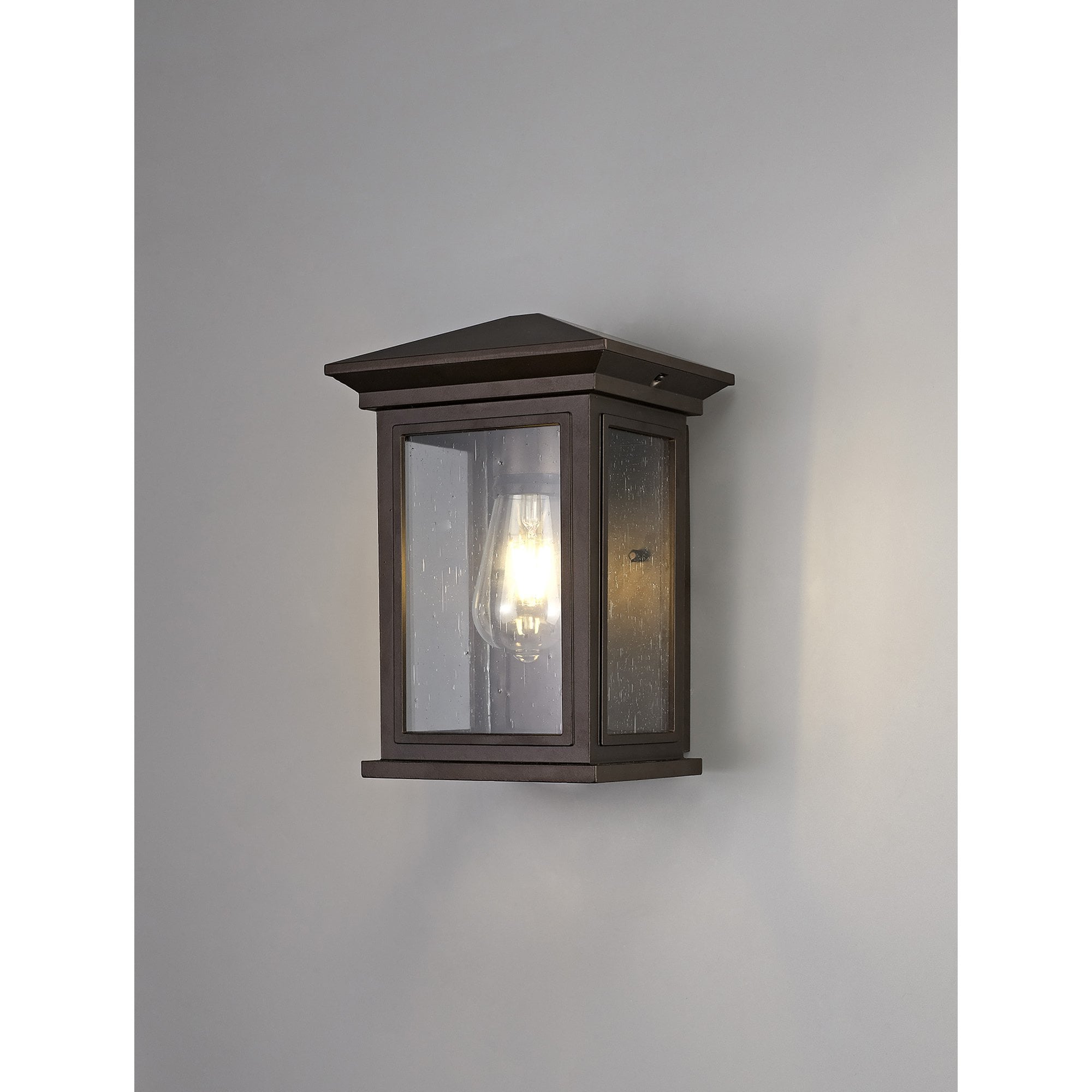 NL75619 Kemel Outdoor Flush Wall Lamp 1 Light Antique Bronze/Clear Seeded Glass