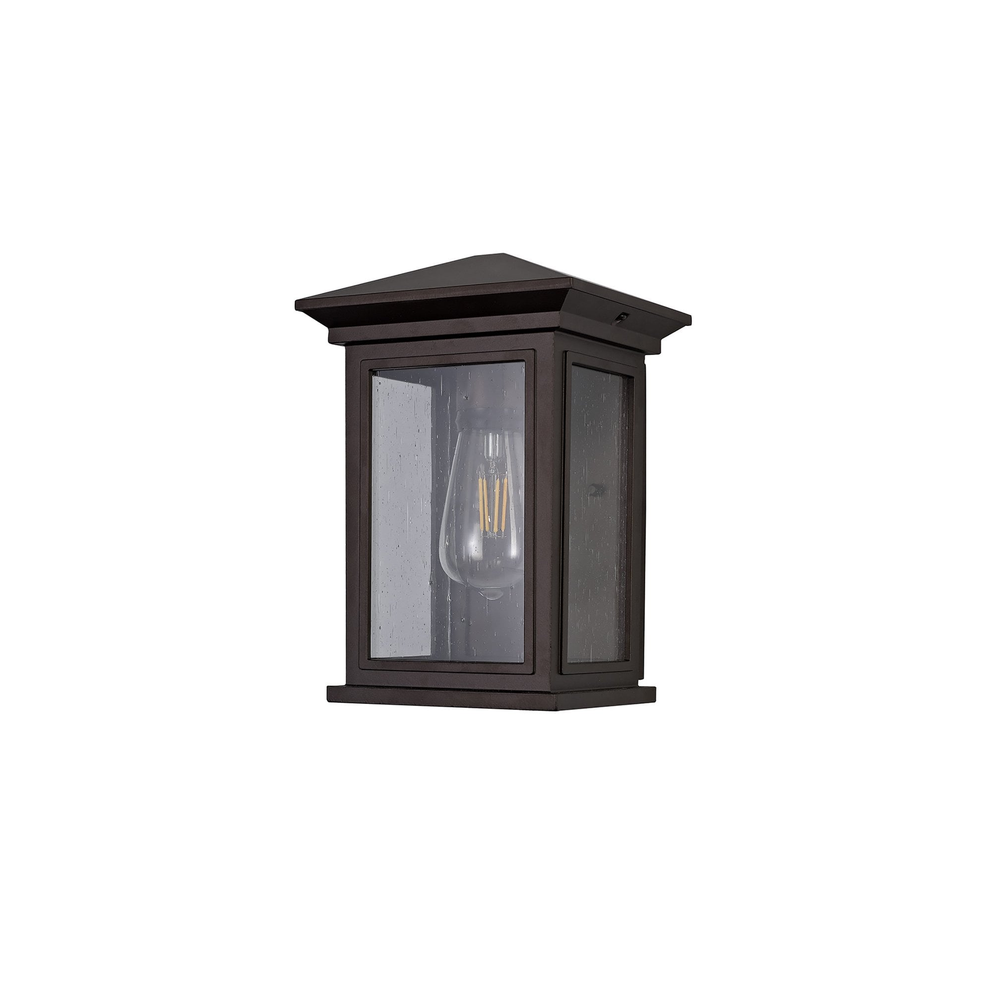NL75619 Kemel Outdoor Flush Wall Lamp 1 Light Antique Bronze/Clear Seeded Glass