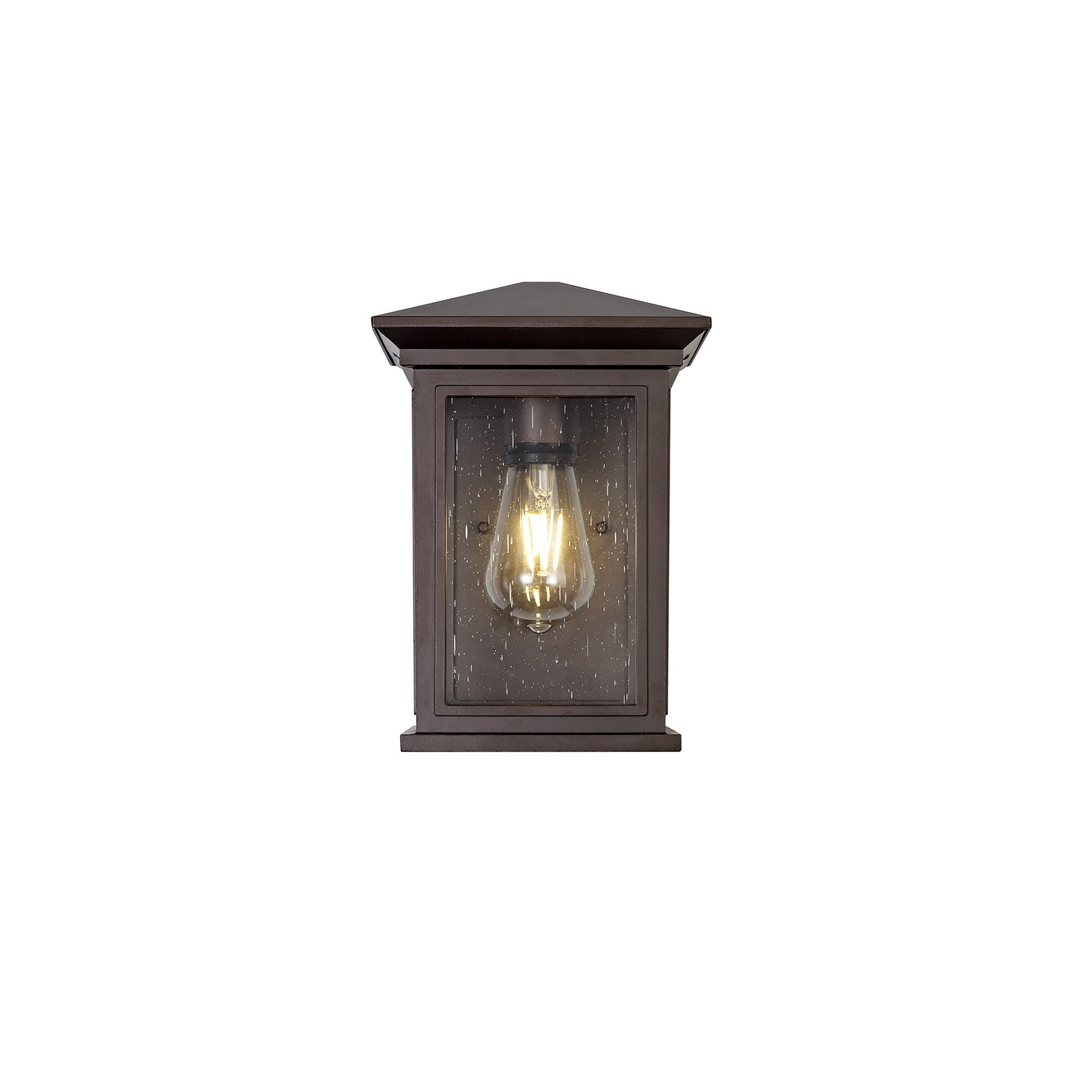 NL75619 Kemel Outdoor Flush Wall Lamp 1 Light Antique Bronze/Clear Seeded Glass