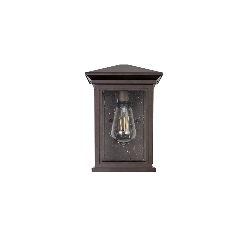 NL75619 Kemel Outdoor Flush Wall Lamp 1 Light Antique Bronze/Clear Seeded Glass