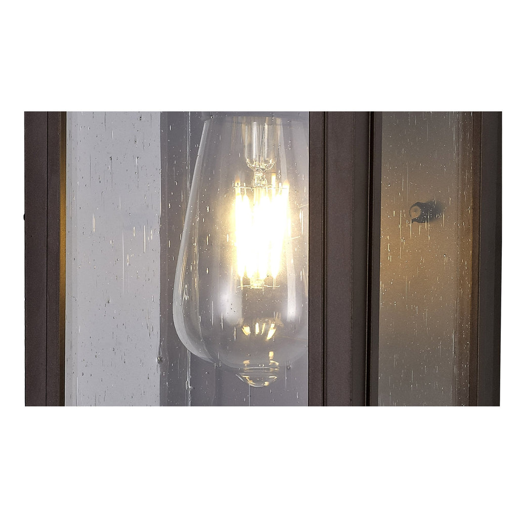 NL75619 Kemel Outdoor Flush Wall Lamp 1 Light Antique Bronze/Clear Seeded Glass