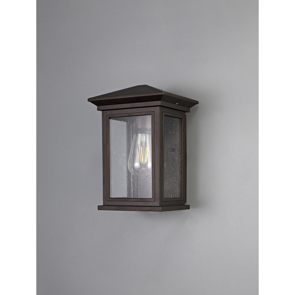 NL75619 Kemel Outdoor Flush Wall Lamp 1 Light Antique Bronze/Clear Seeded Glass