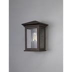 NL75619 Kemel Outdoor Flush Wall Lamp 1 Light Antique Bronze/Clear Seeded Glass