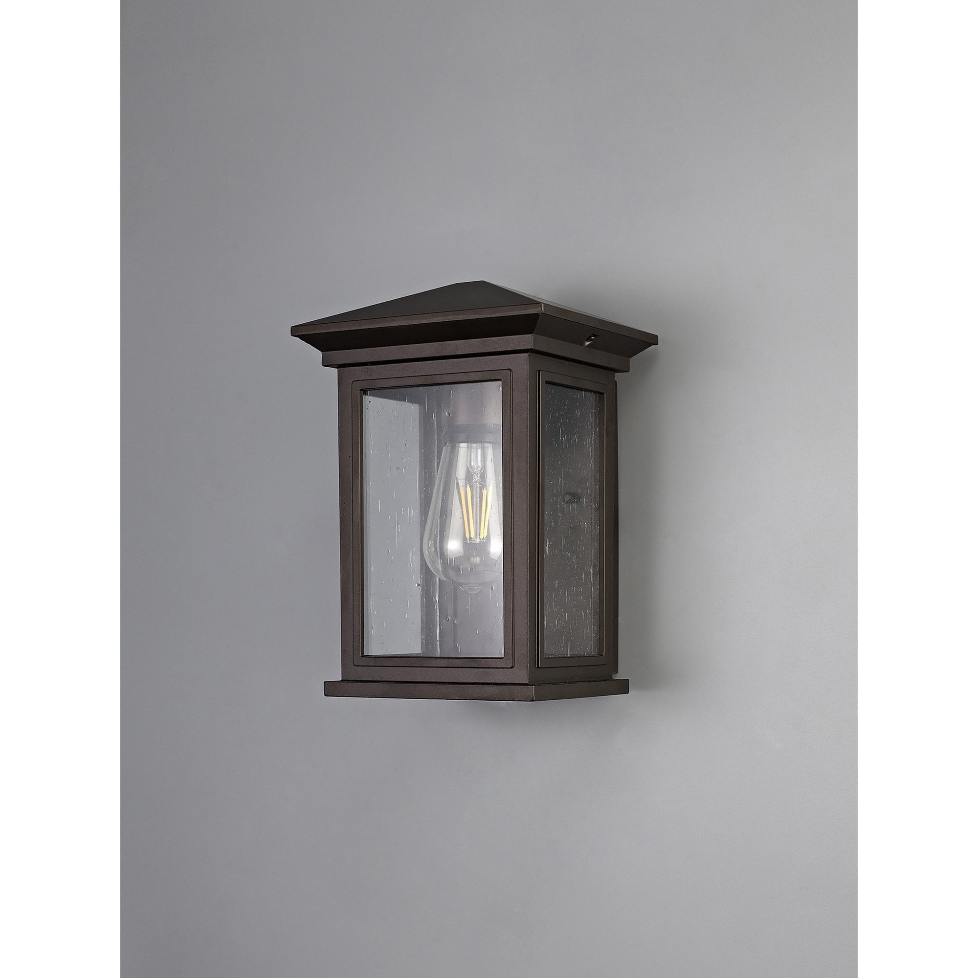 NL75619 Kemel Outdoor Flush Wall Lamp 1 Light Antique Bronze/Clear Seeded Glass