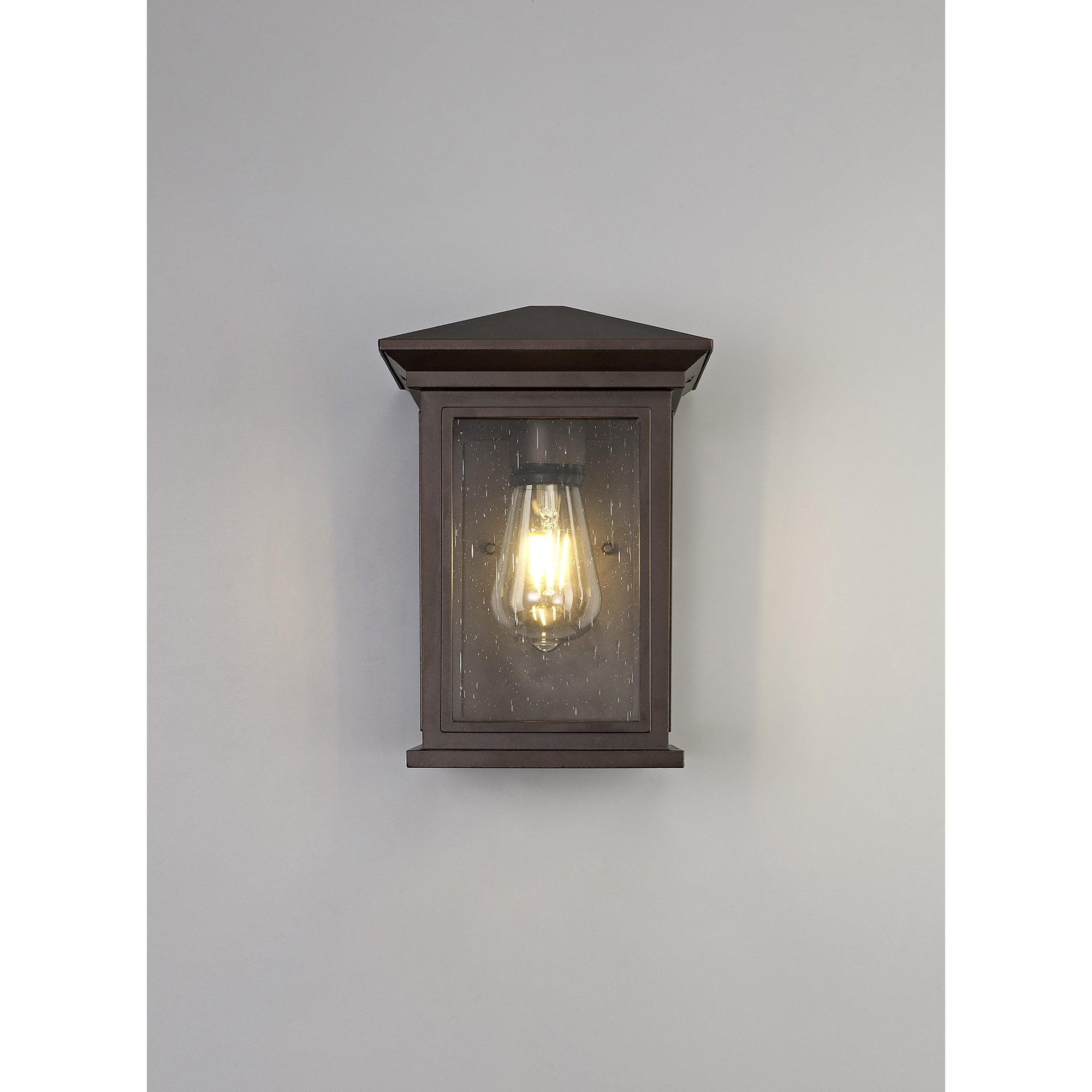 NL75619 Kemel Outdoor Flush Wall Lamp 1 Light Antique Bronze/Clear Seeded Glass