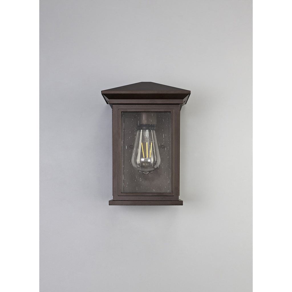 NL75619 Kemel Outdoor Flush Wall Lamp 1 Light Antique Bronze/Clear Seeded Glass