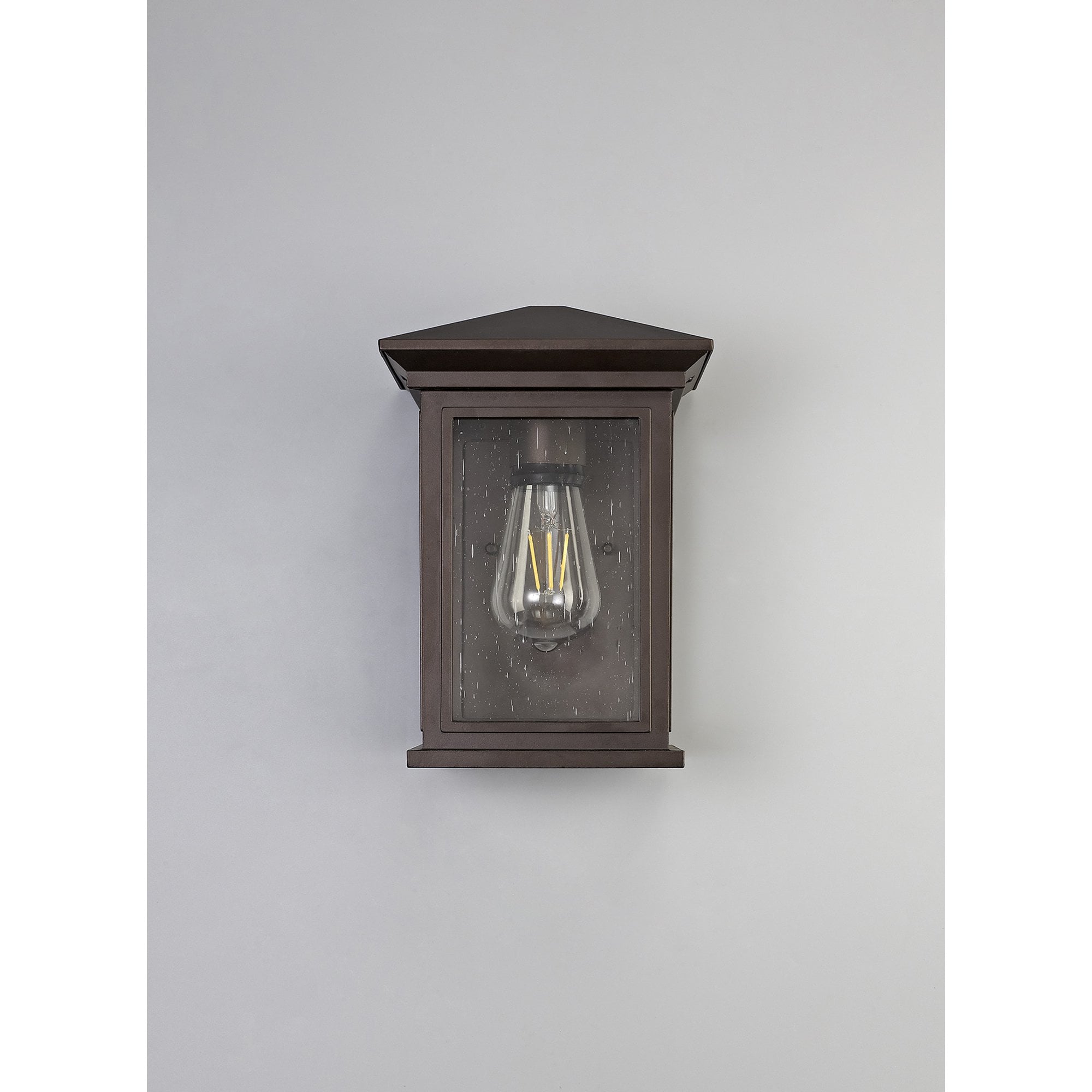 NL75619 Kemel Outdoor Flush Wall Lamp 1 Light Antique Bronze/Clear Seeded Glass