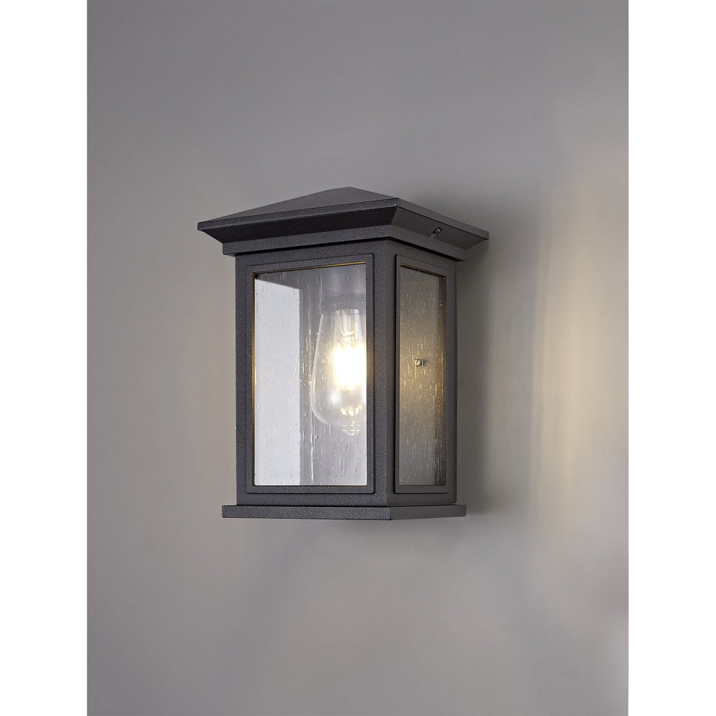 NL75629 Kemel Outdoor Flush Wall Lamp 1 Light Anthracite/Clear Seeded Glass