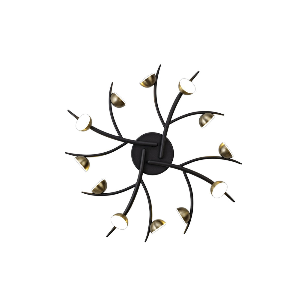NL71779 Kingly 12 Light Semi-Flush LED Black/Antique Brass