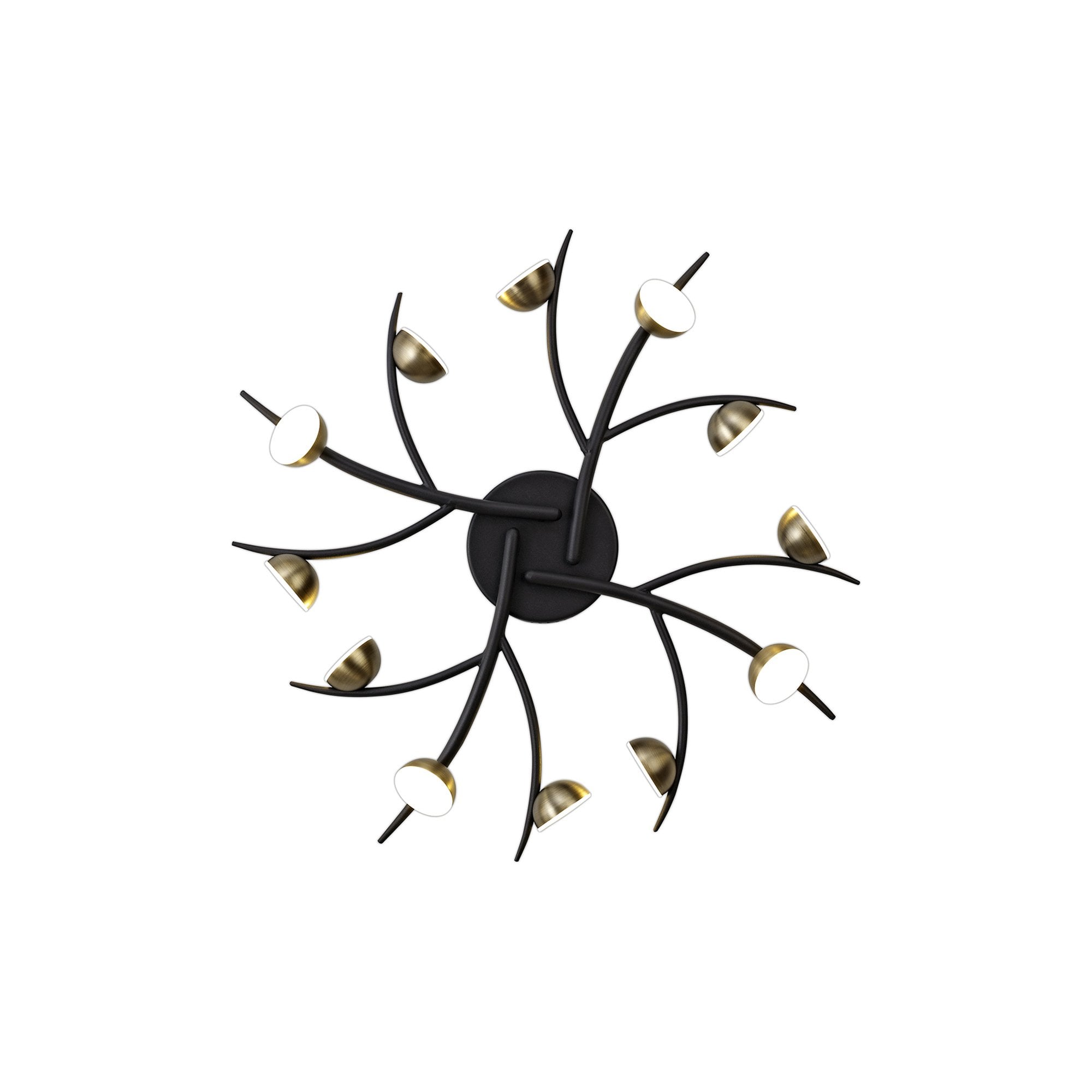 NL71779 Kingly 12 Light Semi-Flush LED Black/Antique Brass
