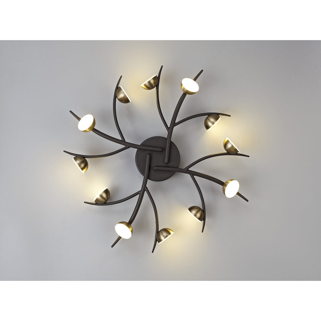 NL71779 Kingly 12 Light Semi-Flush LED Black/Antique Brass