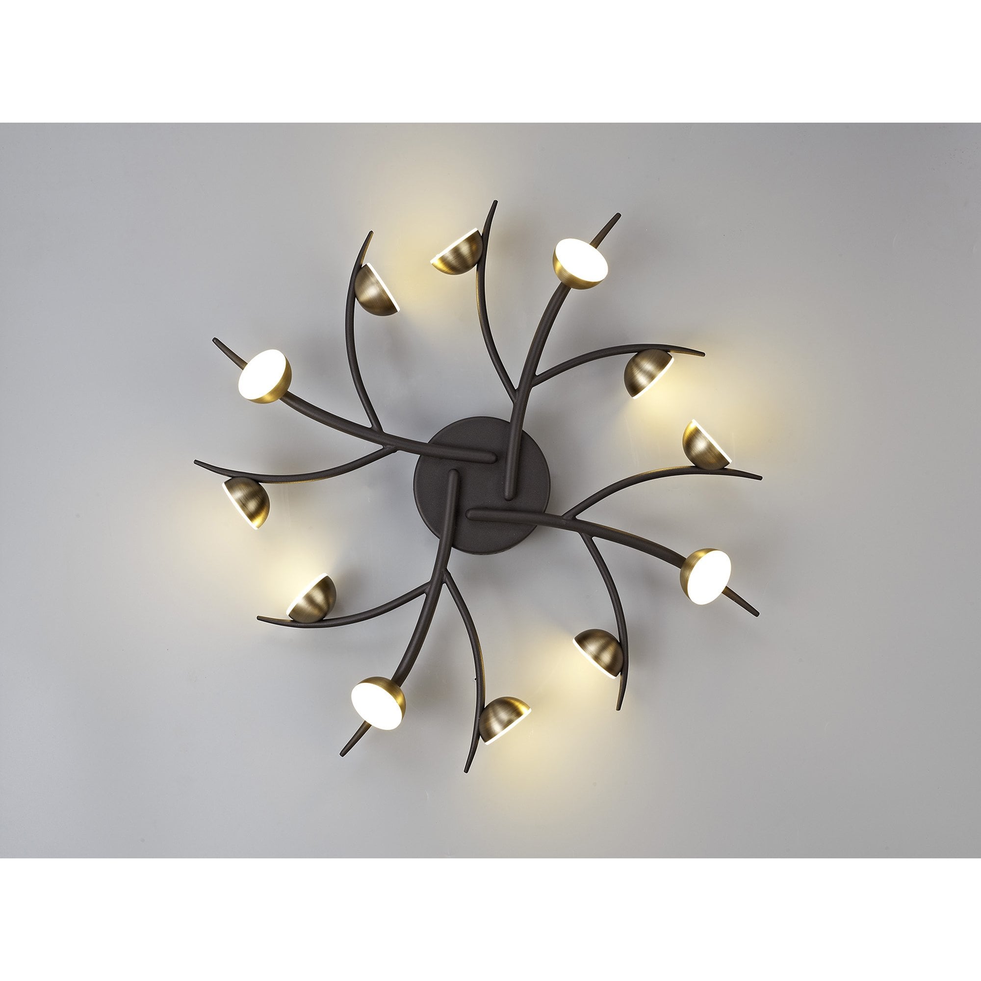 NL71779 Kingly 12 Light Semi-Flush LED Black/Antique Brass