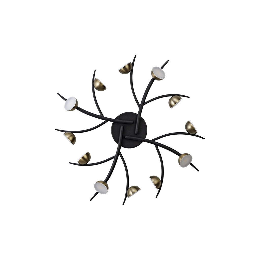NL71779 Kingly 12 Light Semi-Flush LED Black/Antique Brass