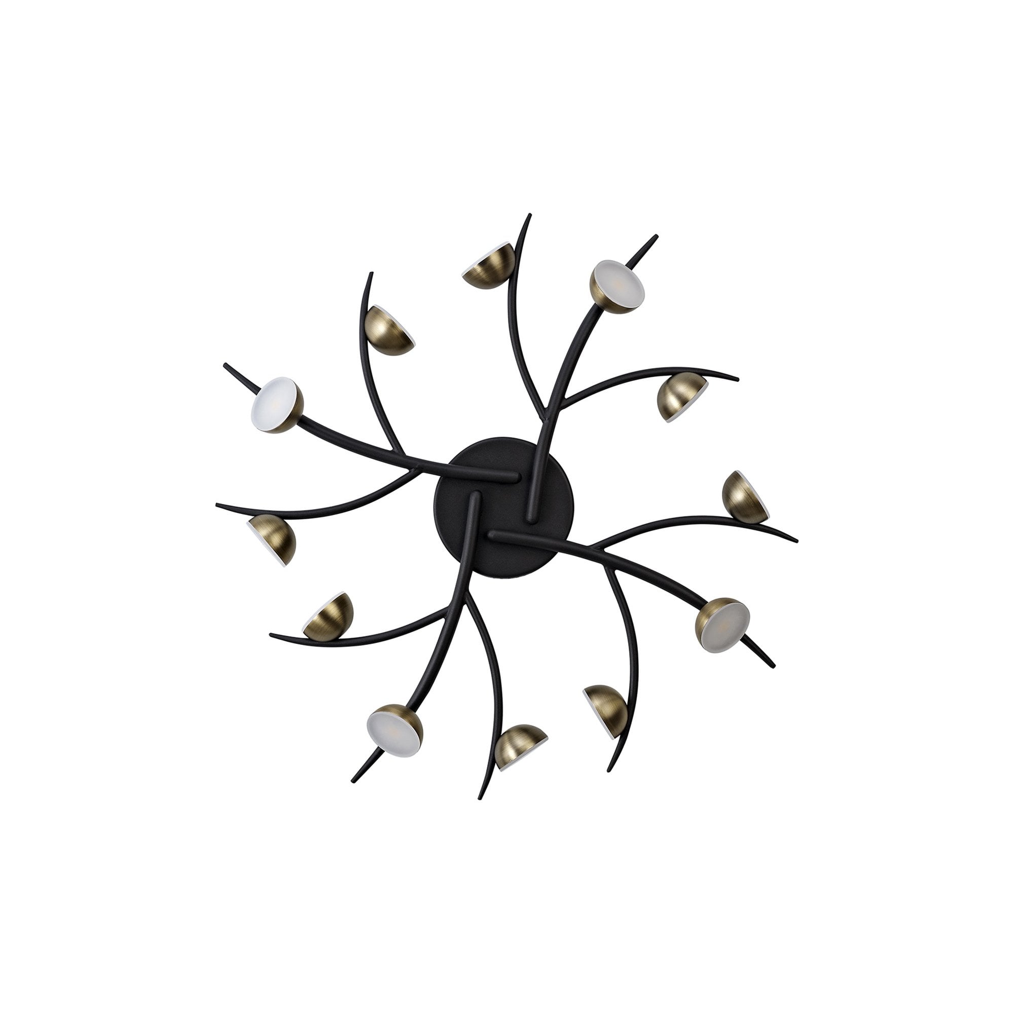 NL71779 Kingly 12 Light Semi-Flush LED Black/Antique Brass
