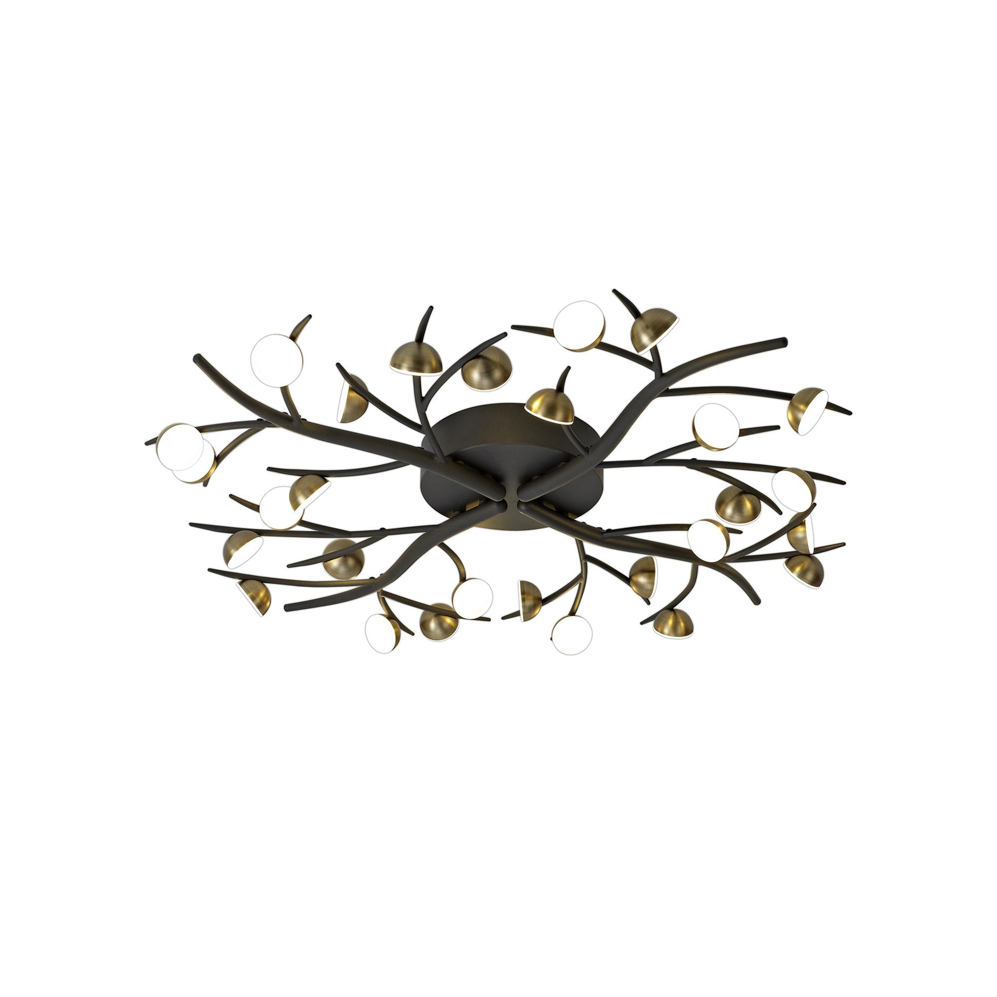 NL71789 Kingly 28 Light Semi-Flush LED Black/Antique Brass
