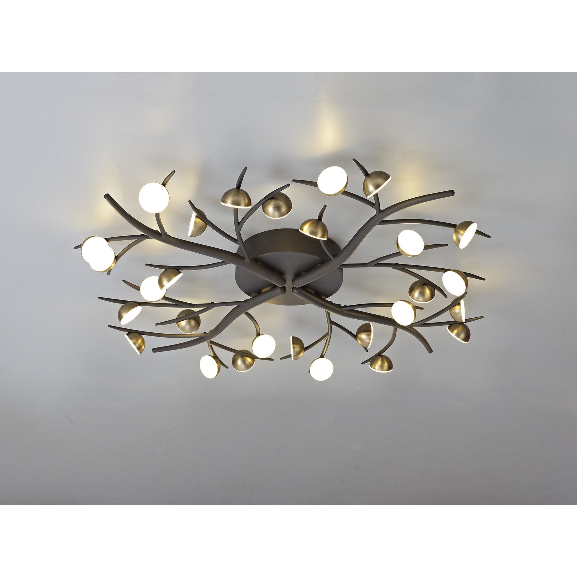 NL71789 Kingly 28 Light Semi-Flush LED Black/Antique Brass