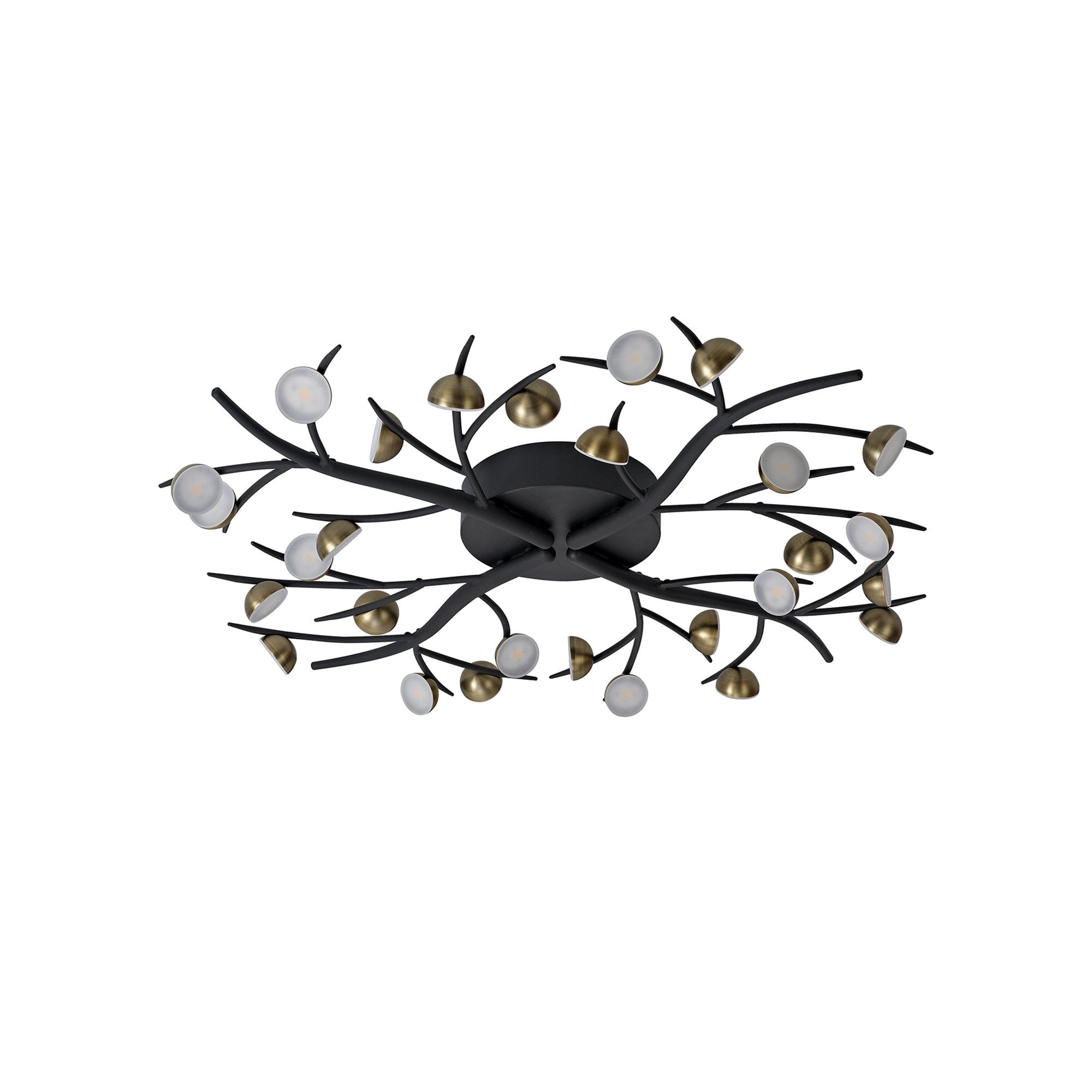 NL71789 Kingly 28 Light Semi-Flush LED Black/Antique Brass