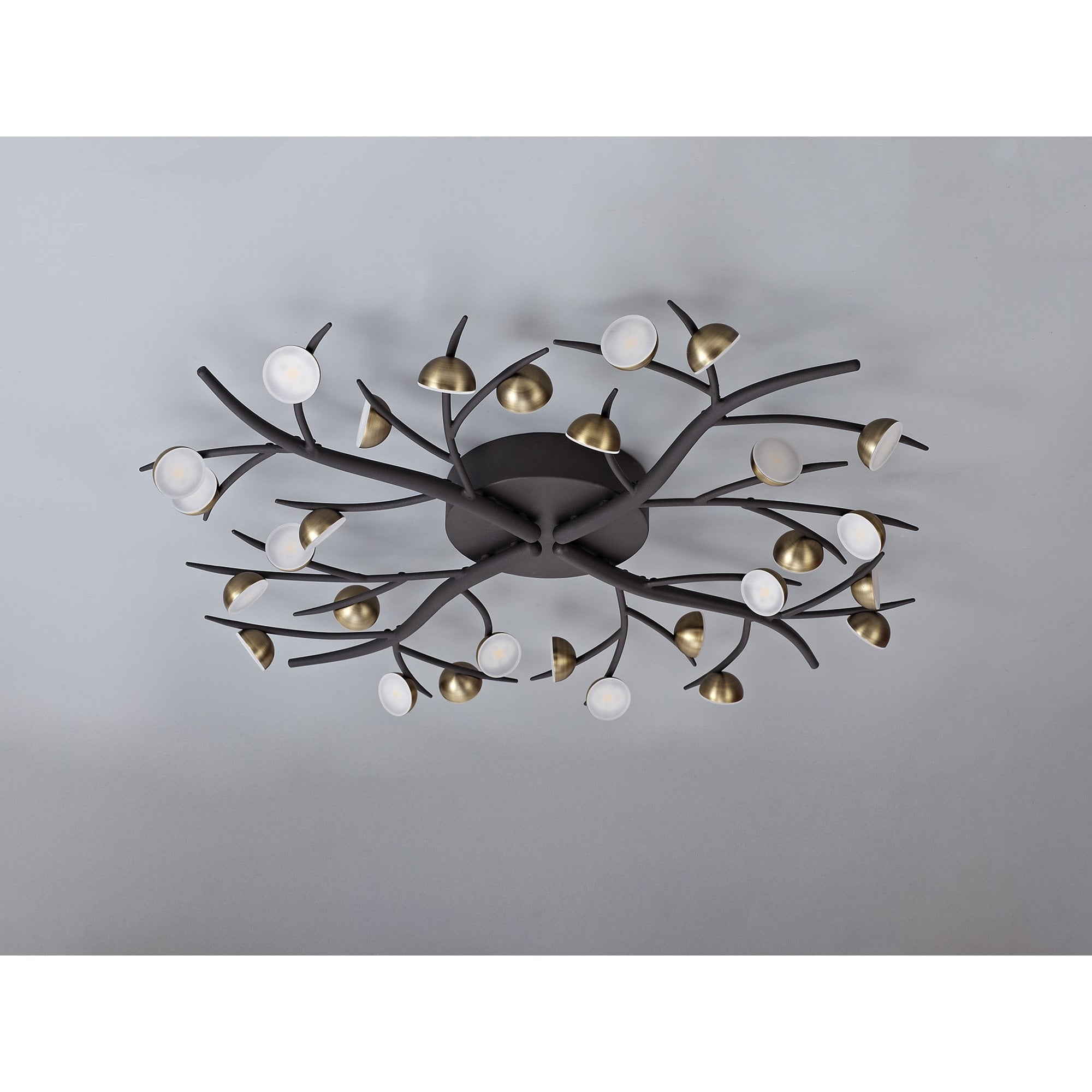 NL71789 Kingly 28 Light Semi-Flush LED Black/Antique Brass