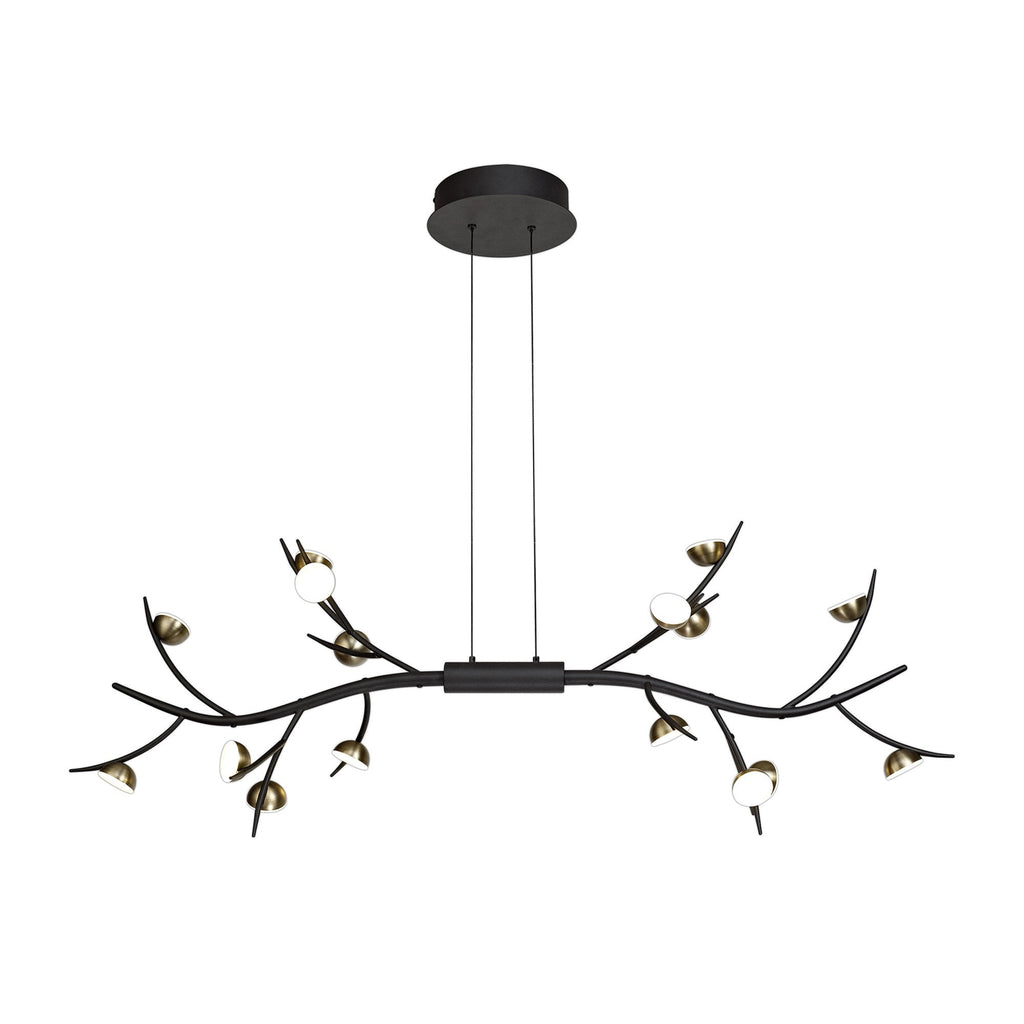 NL71799 Kingly 16 Light Linear Pendant LED Black/Antique Brass