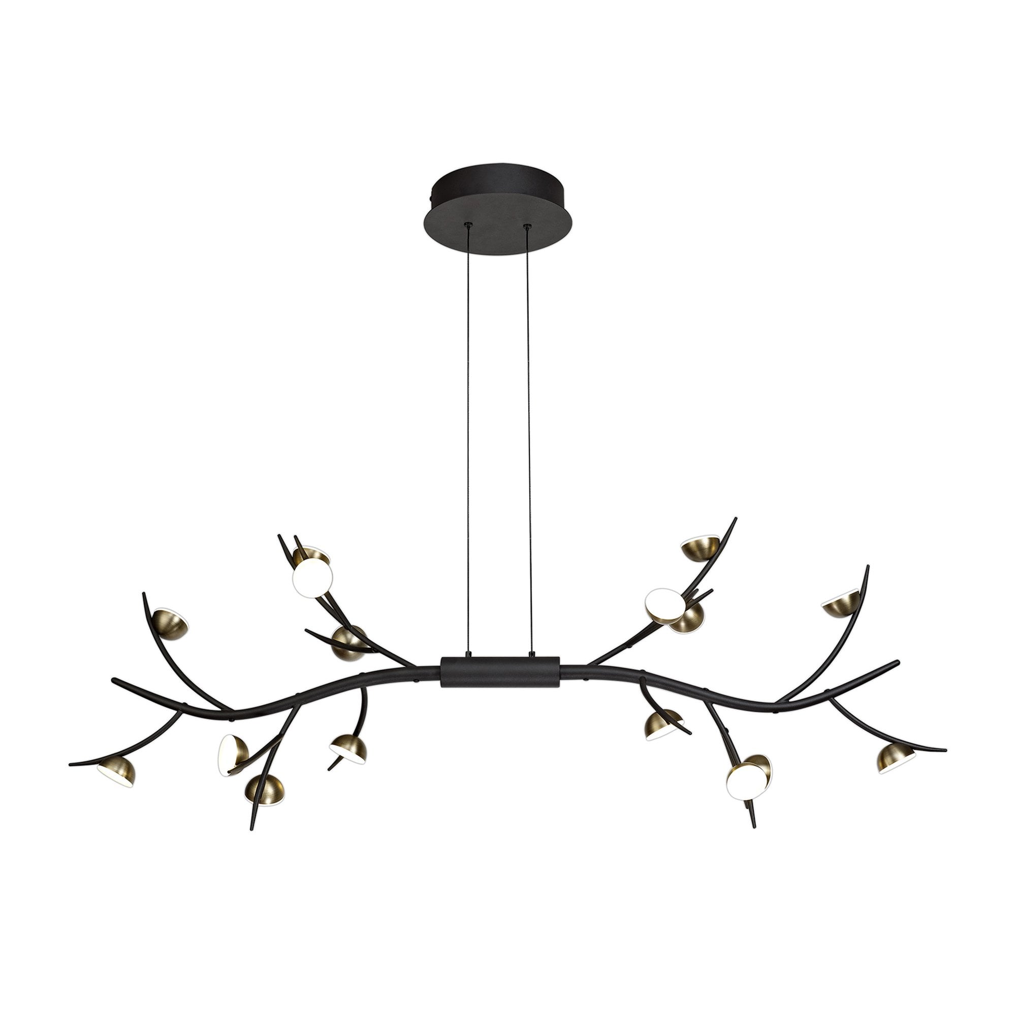 NL71799 Kingly 16 Light Linear Pendant LED Black/Antique Brass