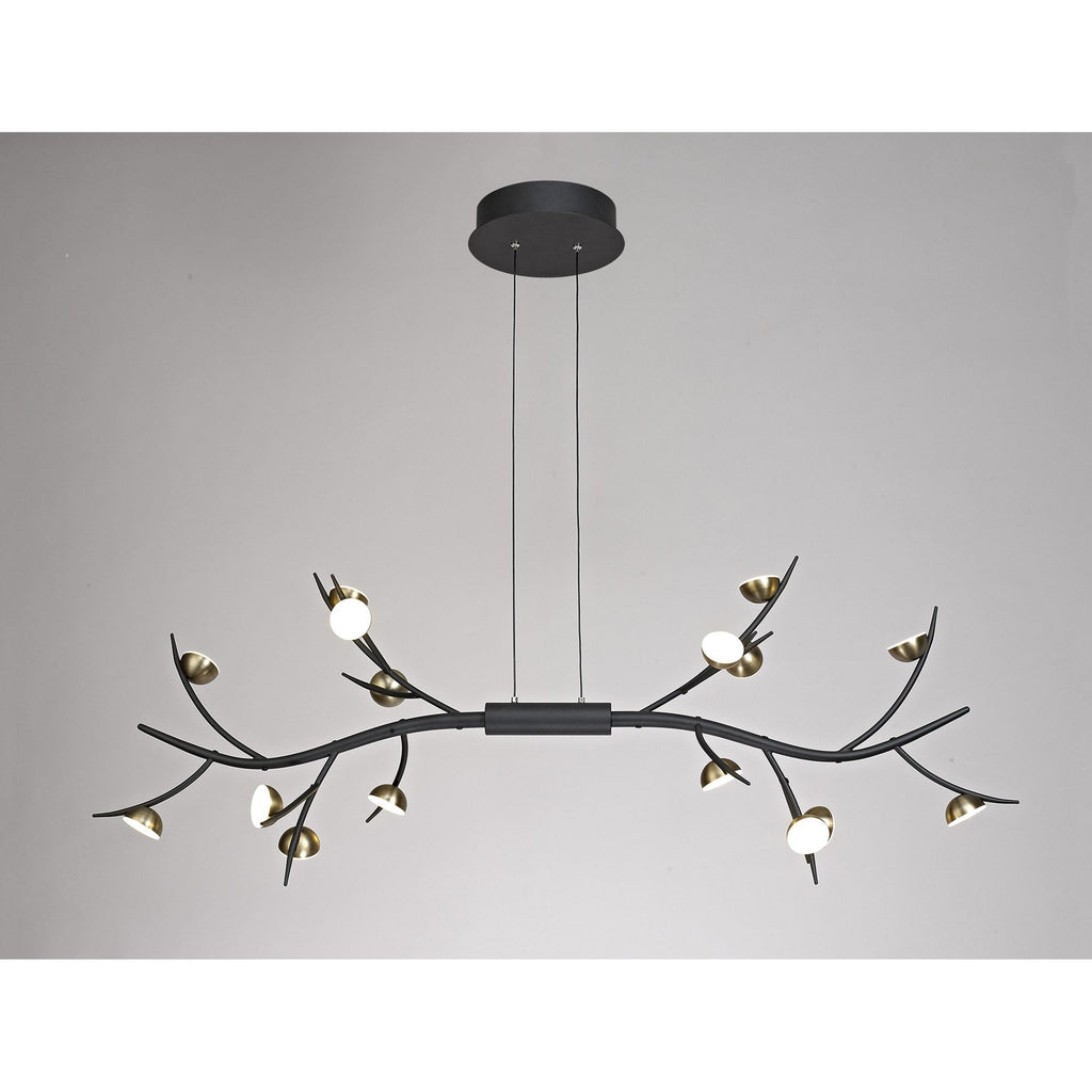 NL71799 Kingly 16 Light Linear Pendant LED Black/Antique Brass