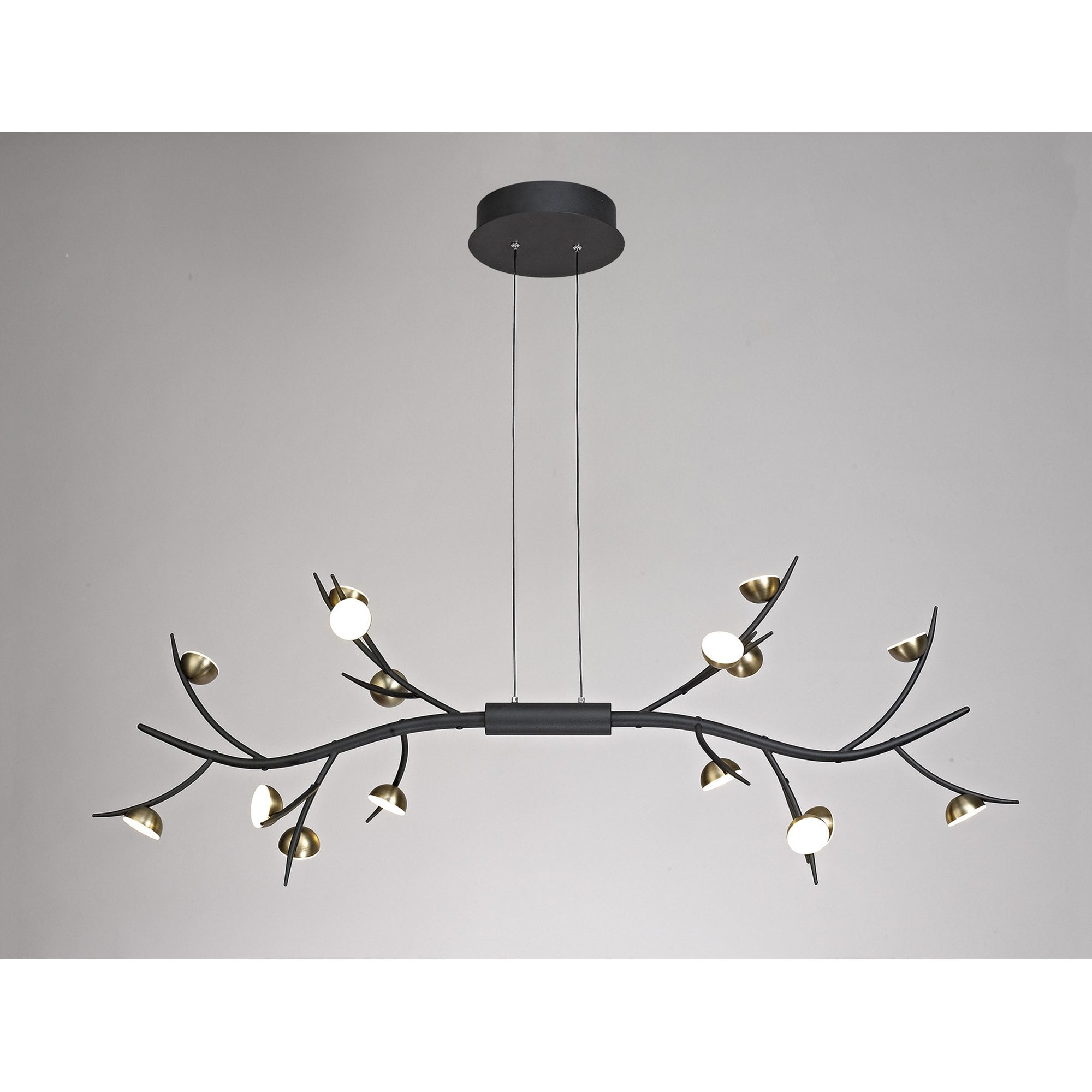 NL71799 Kingly 16 Light Linear Pendant LED Black/Antique Brass