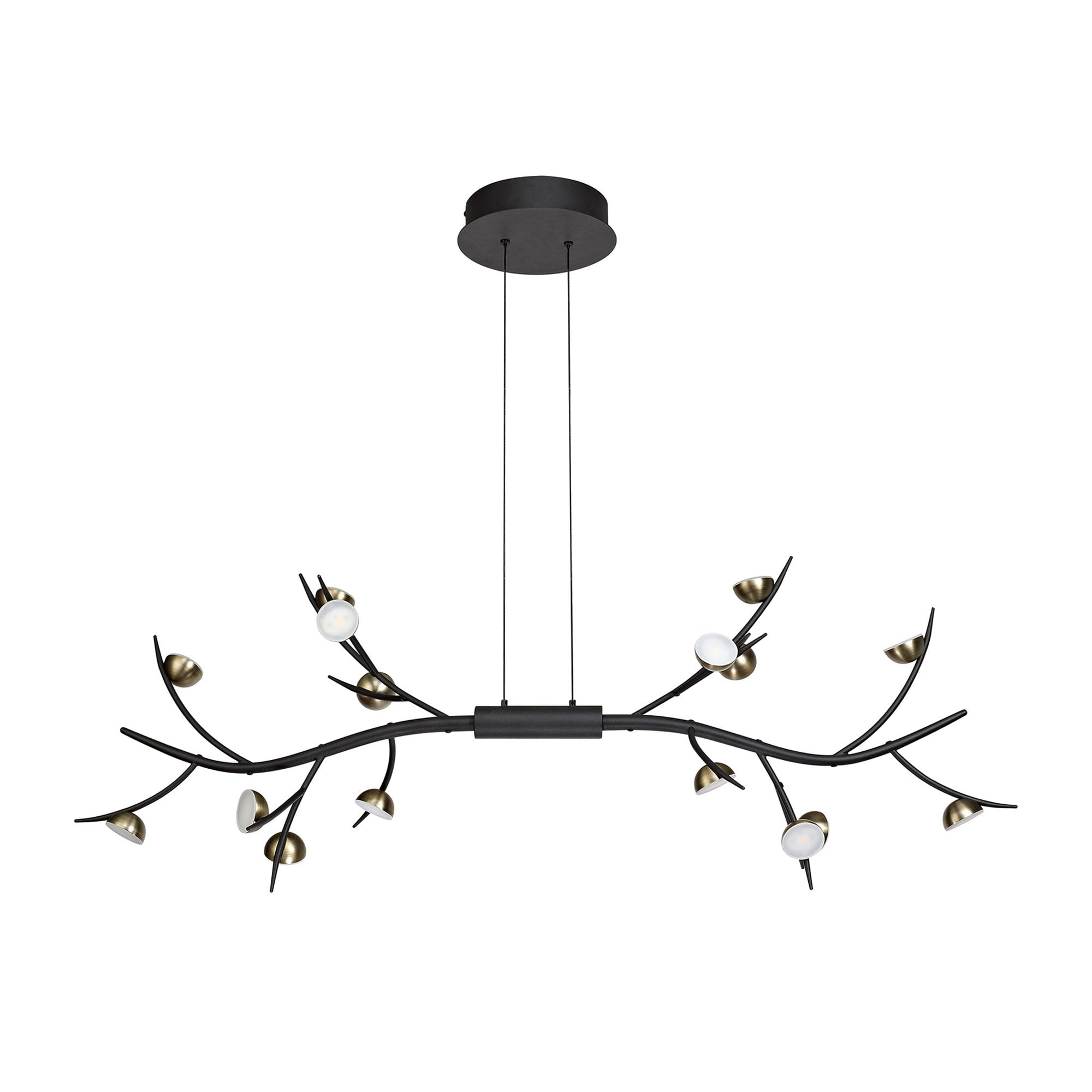 NL71799 Kingly 16 Light Linear Pendant LED Black/Antique Brass